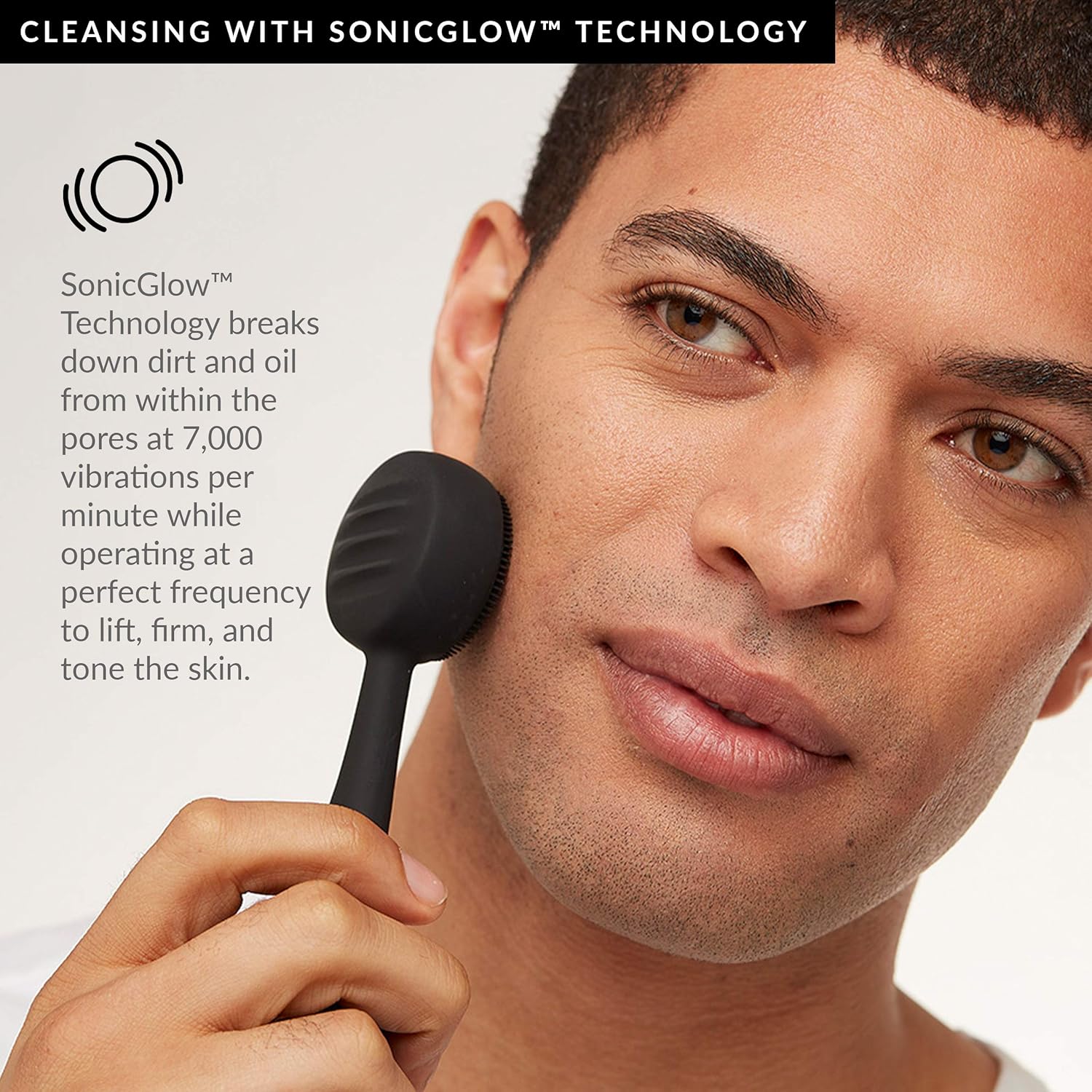 PMD Clean - Smart Facial Cleansing Device with Silicone Brush & Anti-Aging Massager - Waterproof - SonicGlow Vibration Technology - Lift, Firm, and Tone Skin on Face and Body - Black : Beauty & Personal Care