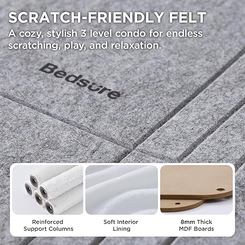 Miniatura 151 de Bedsure Casa para gatos de 2 pisos, condominios para gatos de interior con almohadilla para rascar y colgar bolas esponjosas, muebles pequeños