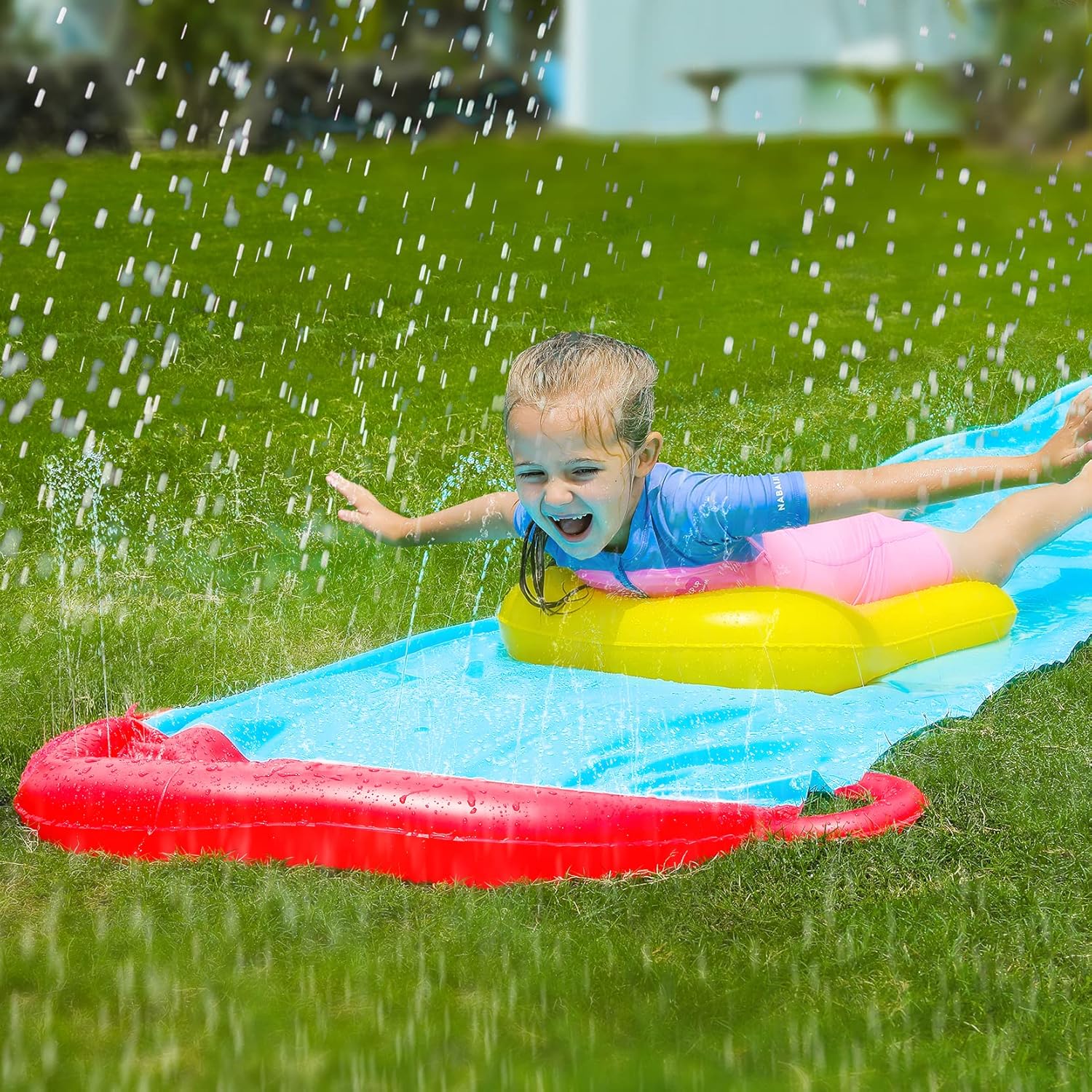 ELEMARA Inflatable Water Slides, 19.1 ft Water Slide with Advanced Sprinklers System and 24.8’’x16.5’’ Bodyboard for Backyard Outdoor Water Fun for Kids Adults