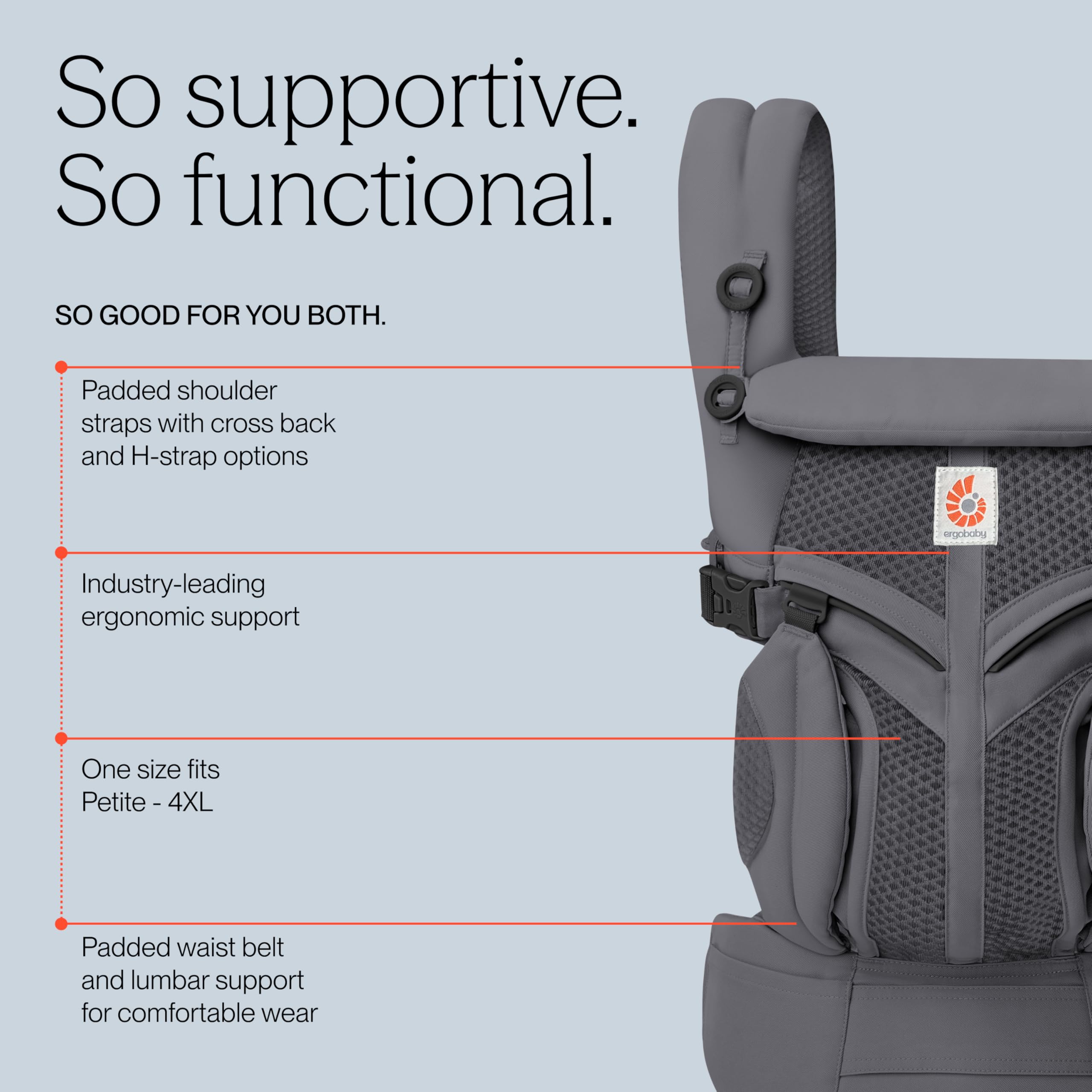Ergobaby Babytrage für Neugeborene ab Geburt, Baby Tragesystem Omni Classic Mesh, Baby-Tragetasch... Ansicht 5