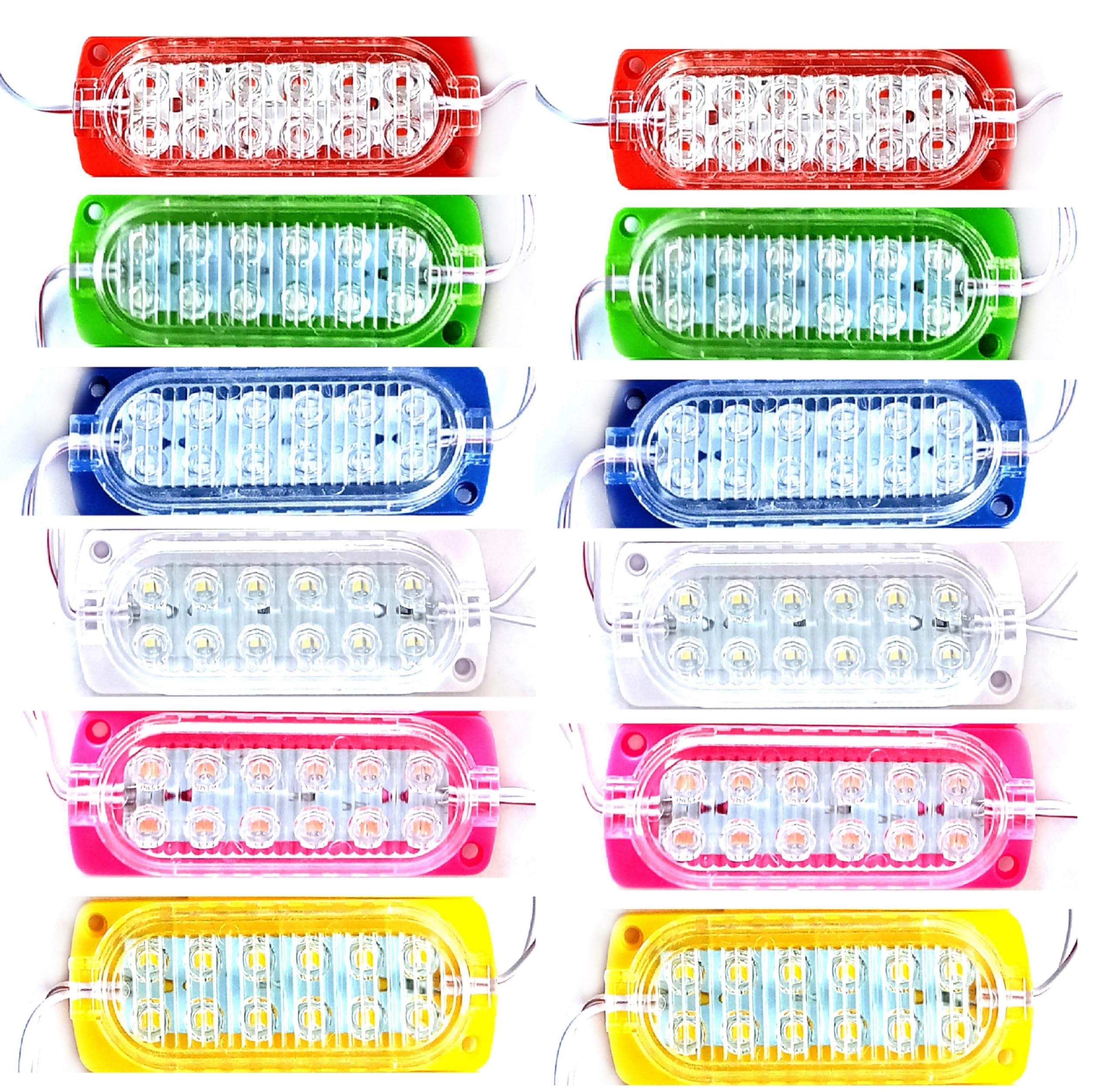 Steko 12-Piece LED Module Kit, Bright DC 12V 3W (12-LED), Waterproof Indoor & Outdoor, Peel & Stick Easy Install, Multicolor