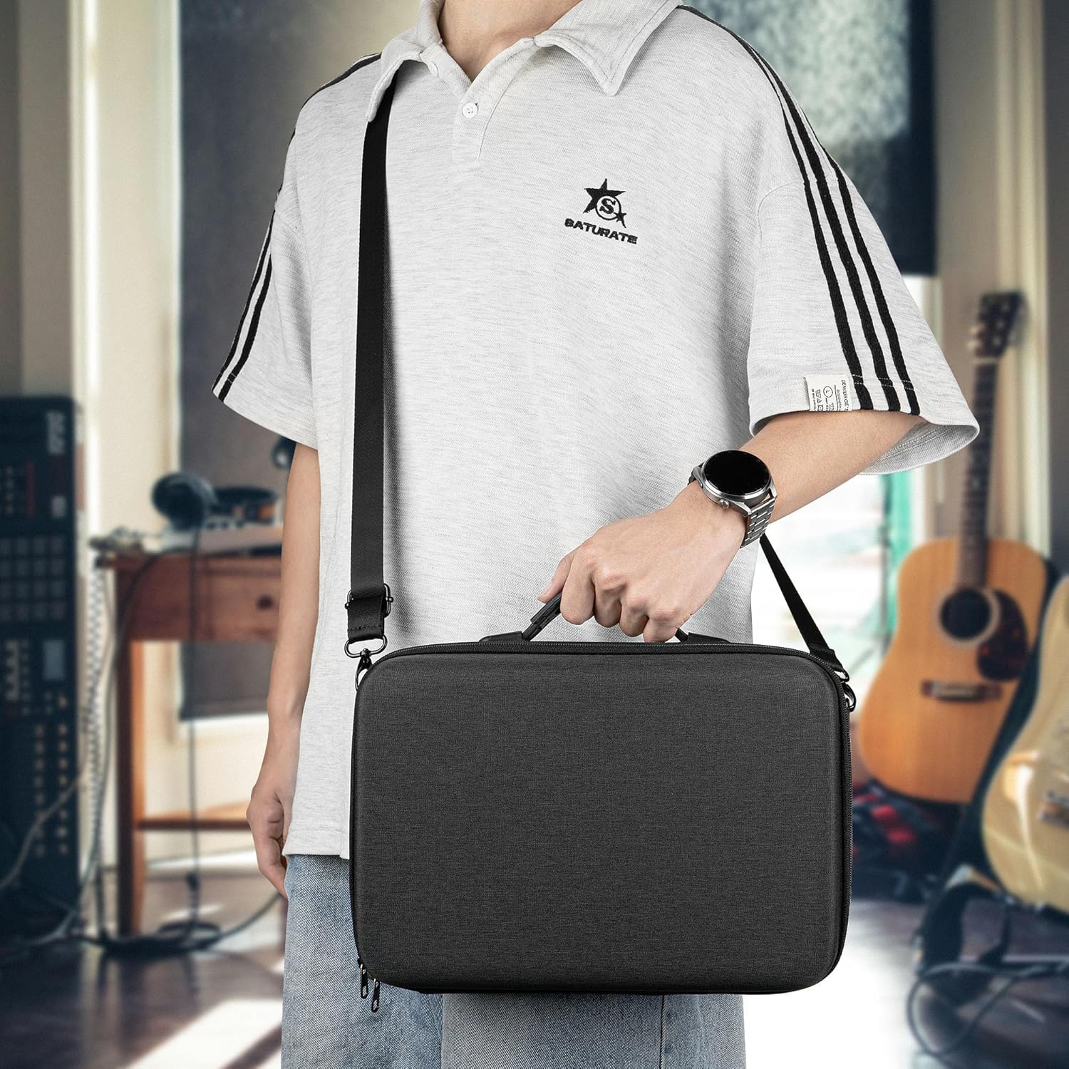 GEEKRIA Hard Shell Travel Case Compatible with Elektron Model Samples/Model Cycles, Audio Sampler Carrying Bag (Dark Gray)