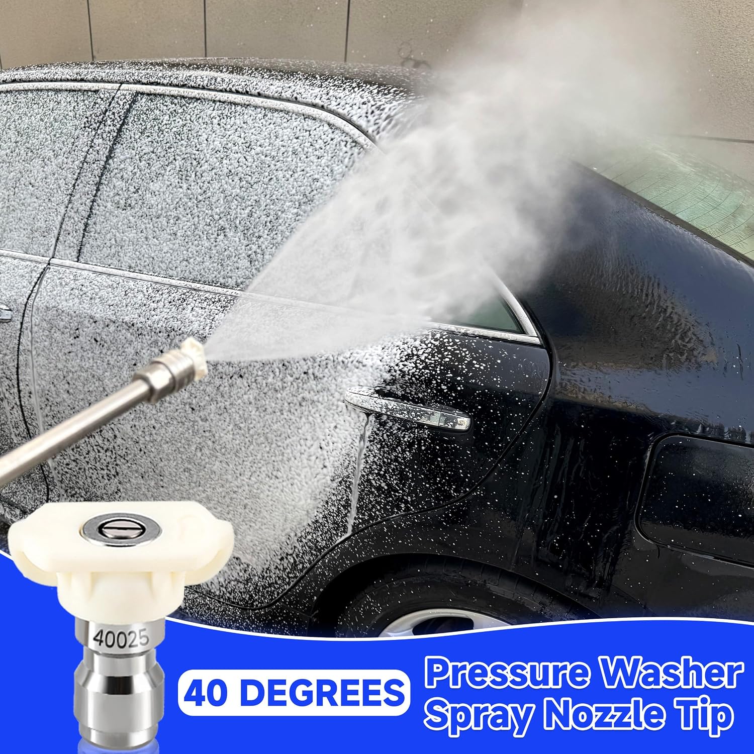 Tool Daily Pressure Washer Tips, 40 Degree White Power Washer Nozzle Tips 7 Pack, 1/4 Inch Quick Connect, 4000 PSI