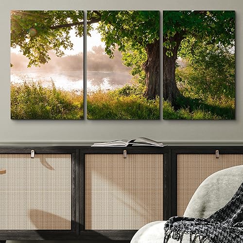 Miniatura 3 de Lienzo de 3 piezas, arte contemporáneo, decoración de pared moderna, cascada y flores