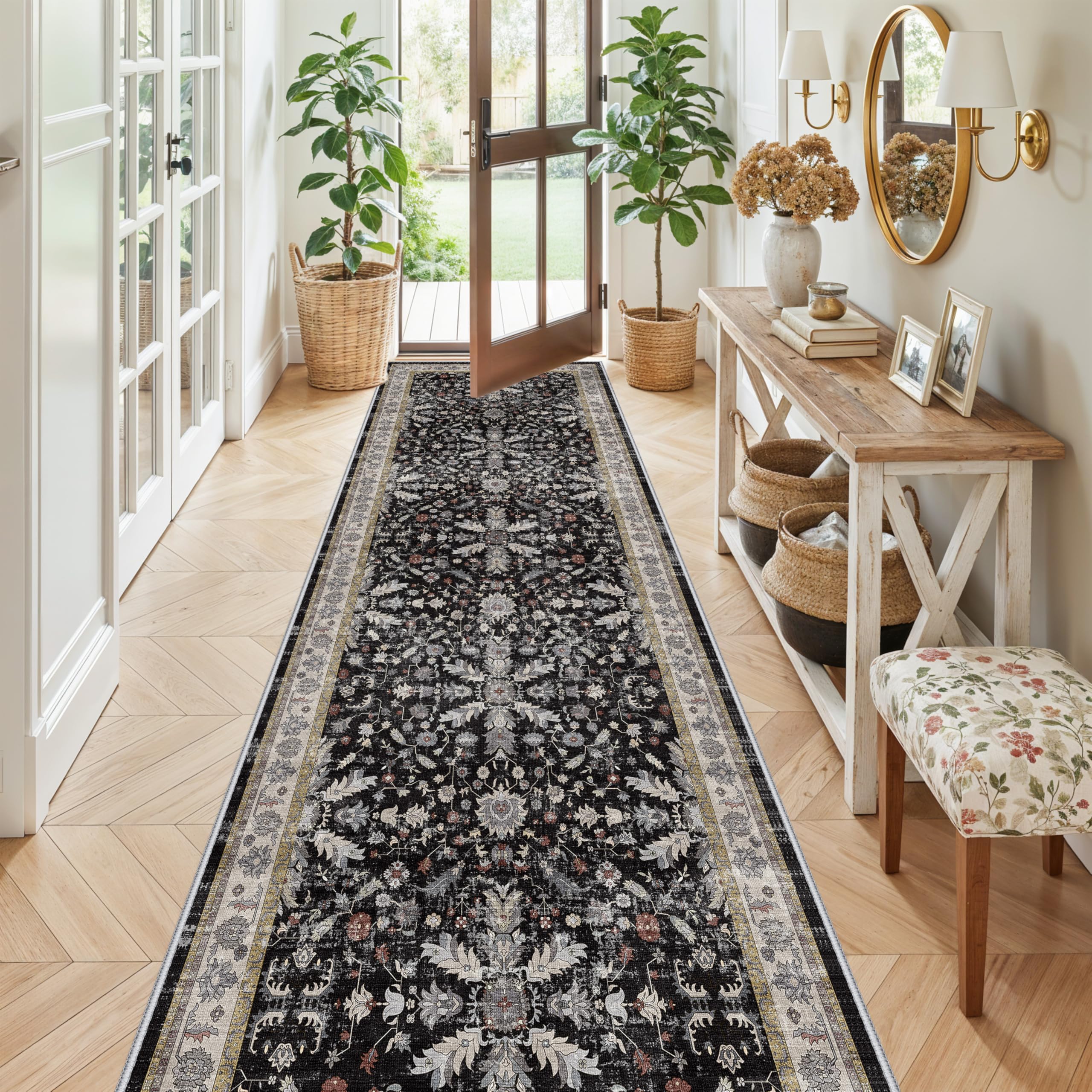 3-Piece Boho Kitchen Rug Set - Non-Slip & Washable -9