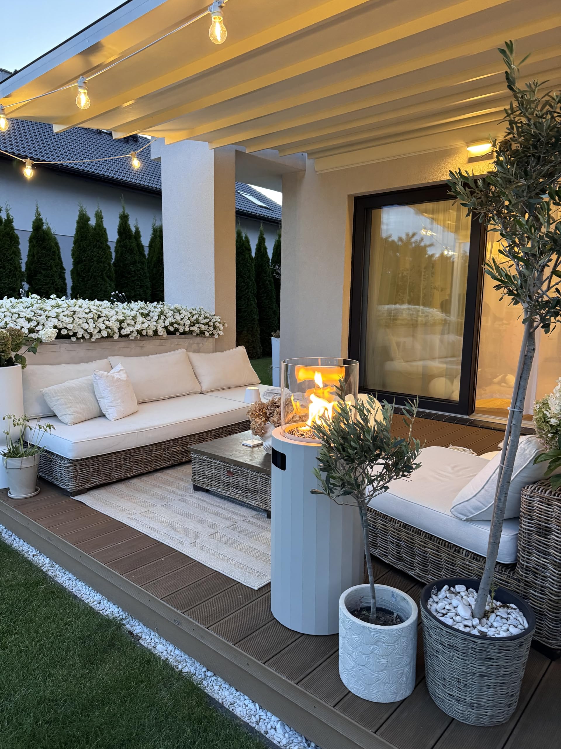 Planika BINO Camino a gas da esterno - Riscaldatore portatile per giardino e terrazza, Esterno da Balcone con Copertura