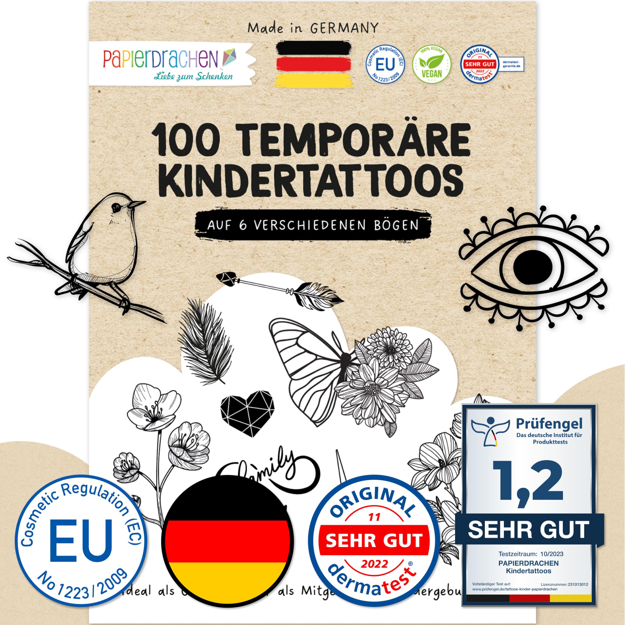 Tatuajes Temporales Metálicos Para Niños - 100 Diseños, Veganos, Testados TÜV, Ideal Cumpleaños, Resistentes Al Agua Tatuajes Temporales Metálicos Para Niños - 100 Diseños, Veganos, Testados TÜV, Ideal Cumpleaños, Resistentes Al Agua