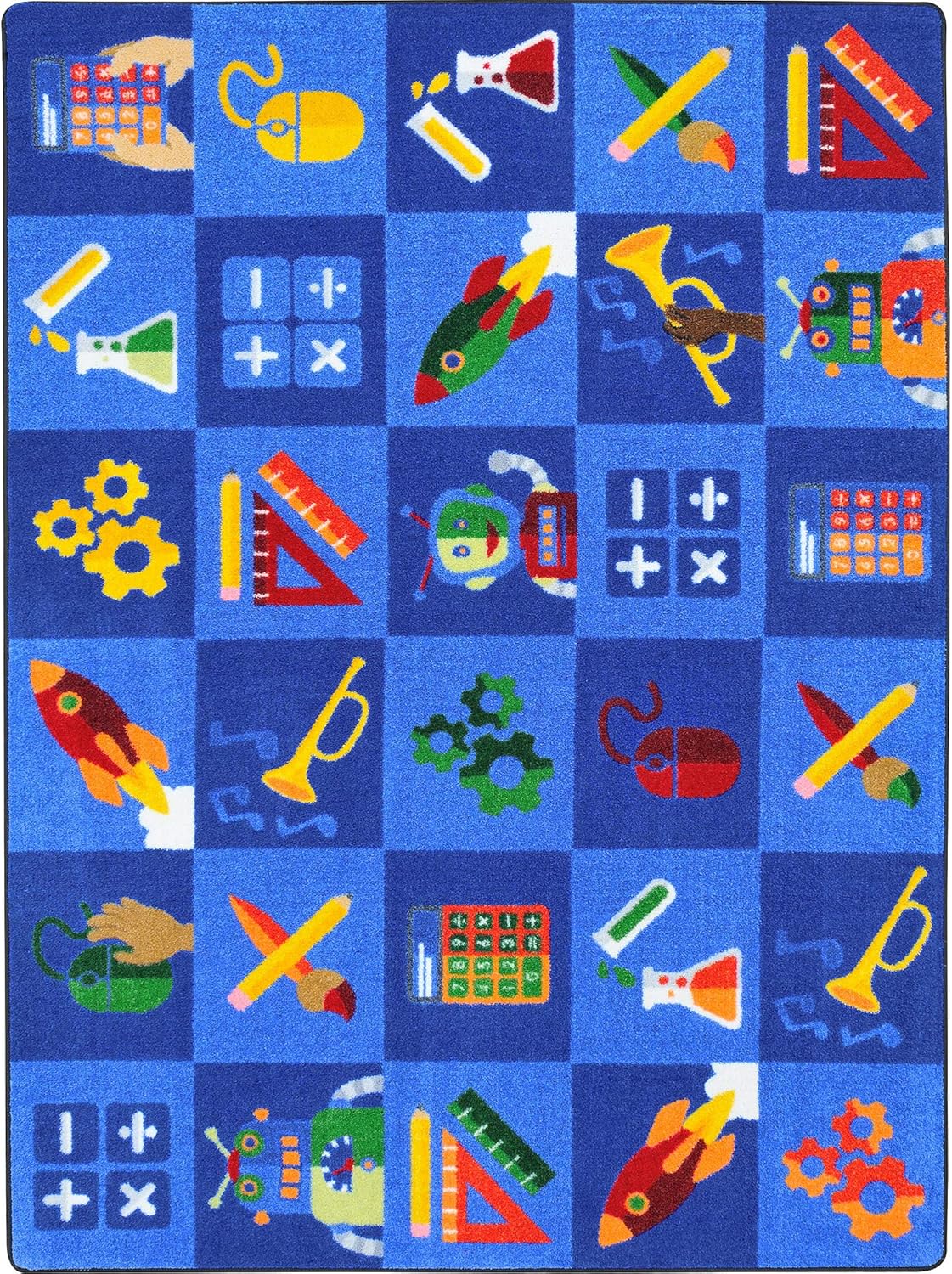 Joy Carpets Kid Essentials STEAM into Learning Area Rug in Color Multi, 7'8" x 10'9"