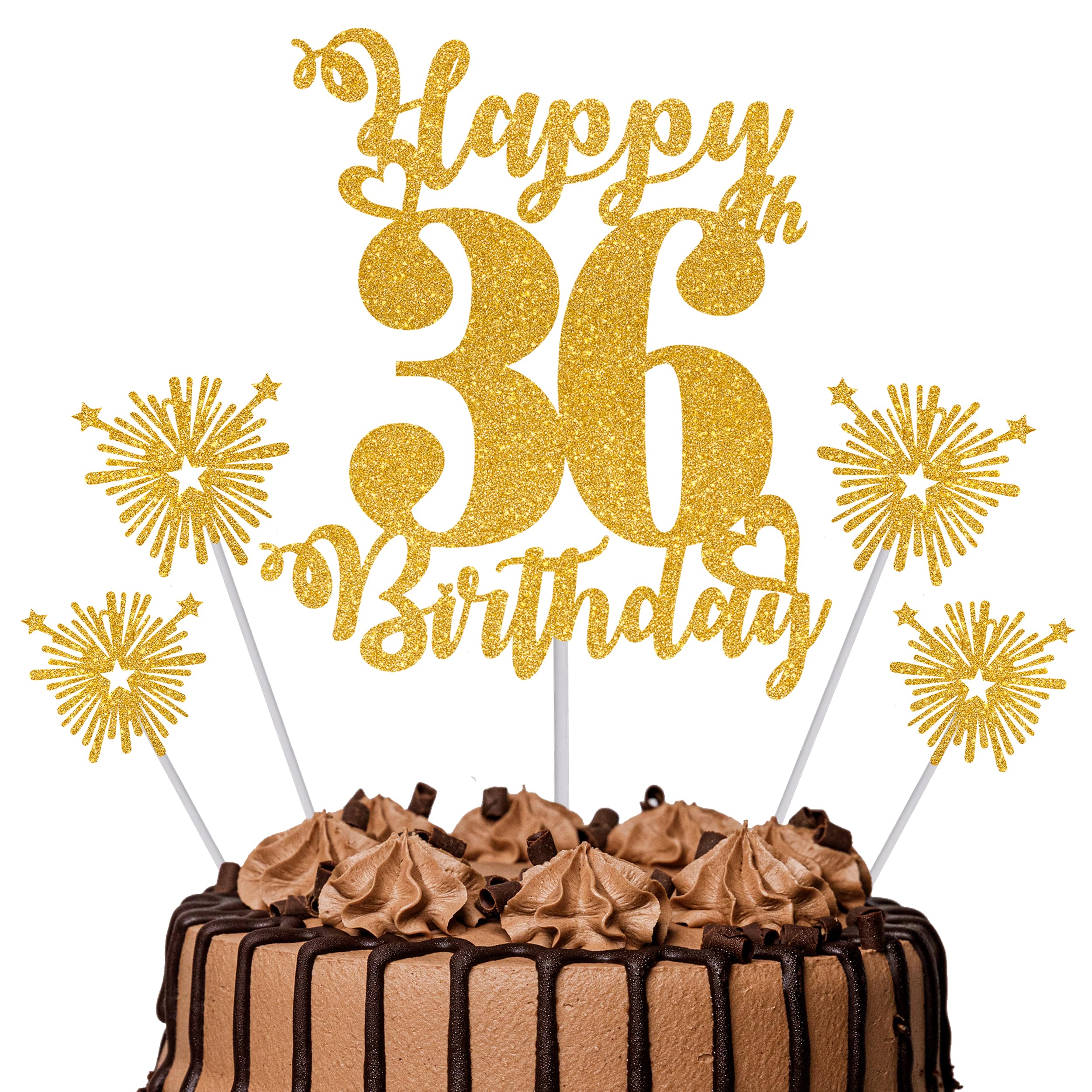 Gold Glitter 96th Birthday Cake Topper Set – 5 Piece Premium Glitter Birthday Decoration & Party Supplies for Men, Women & Kids – 96th Birthday — view 64