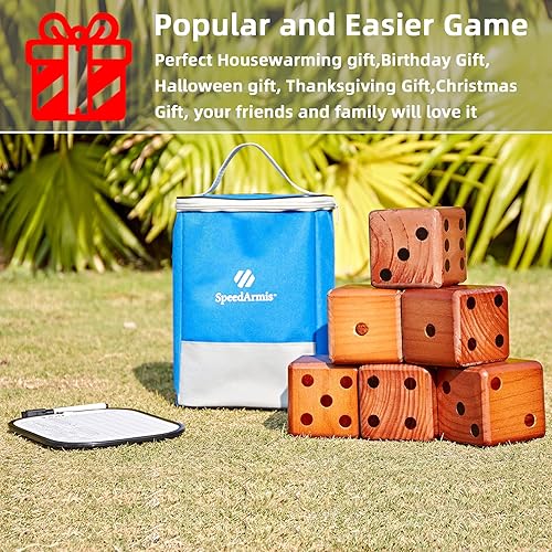 Miniatura 6 de Juego de dados gigantes de madera para patio, juego grande de yatzee de césped con marcador - juegos de playa al aire libre para adolescentes,