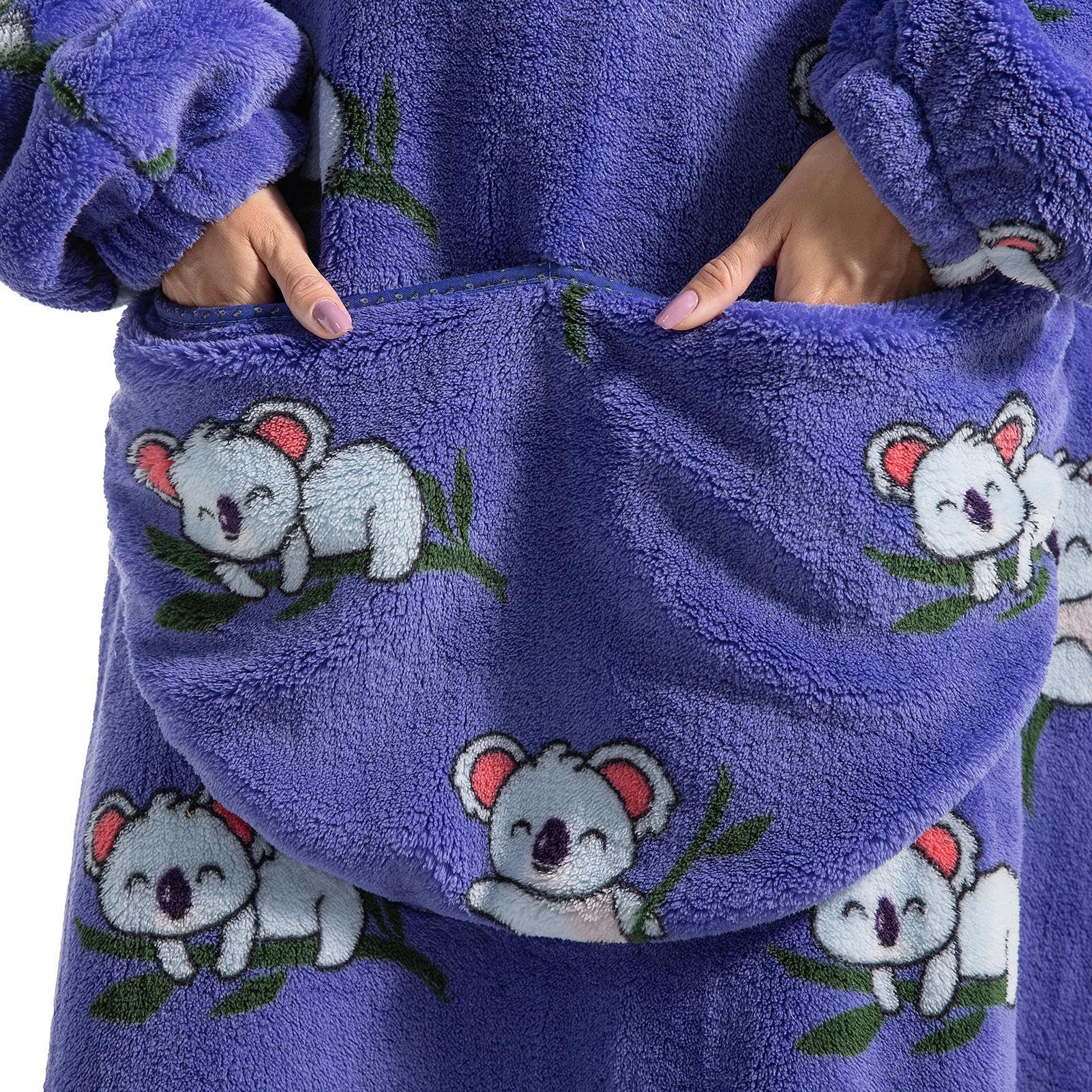 Tsuchiya Felpa con cappuccio portatile oversize | Estendi la felpa con cappuccio super morbida con tasca – Comoda coperta per pisolino, felpa universale oversize per divano, casa, divano