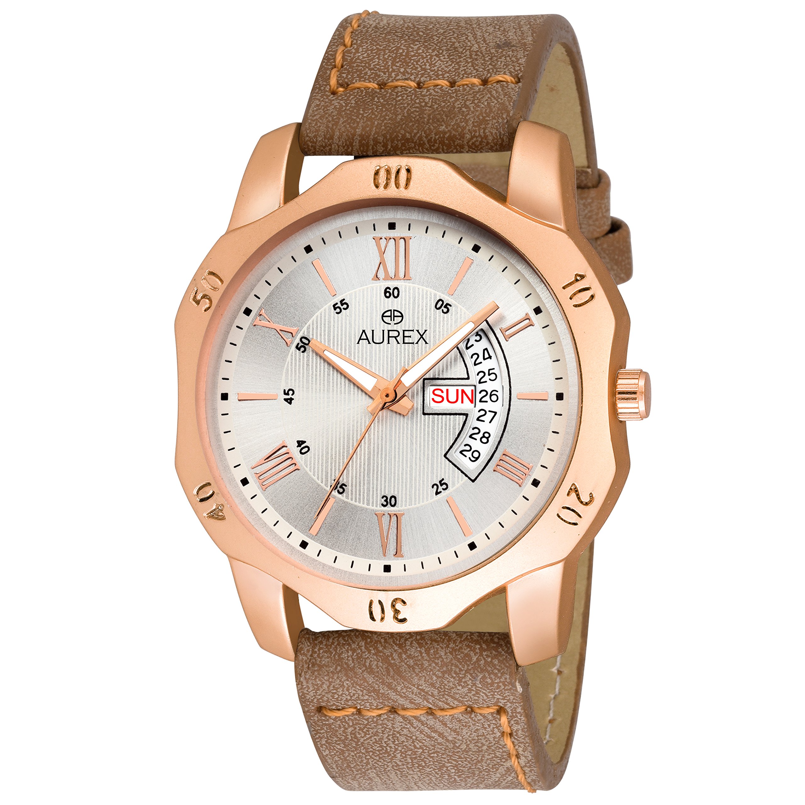 AUREX Analog Silver Dial Day and Date Functioning Mens and Boys Watch (AX-GR124-SLBR) (B07CXQXTS3) Amazon Price History, Amazon Price Tracker