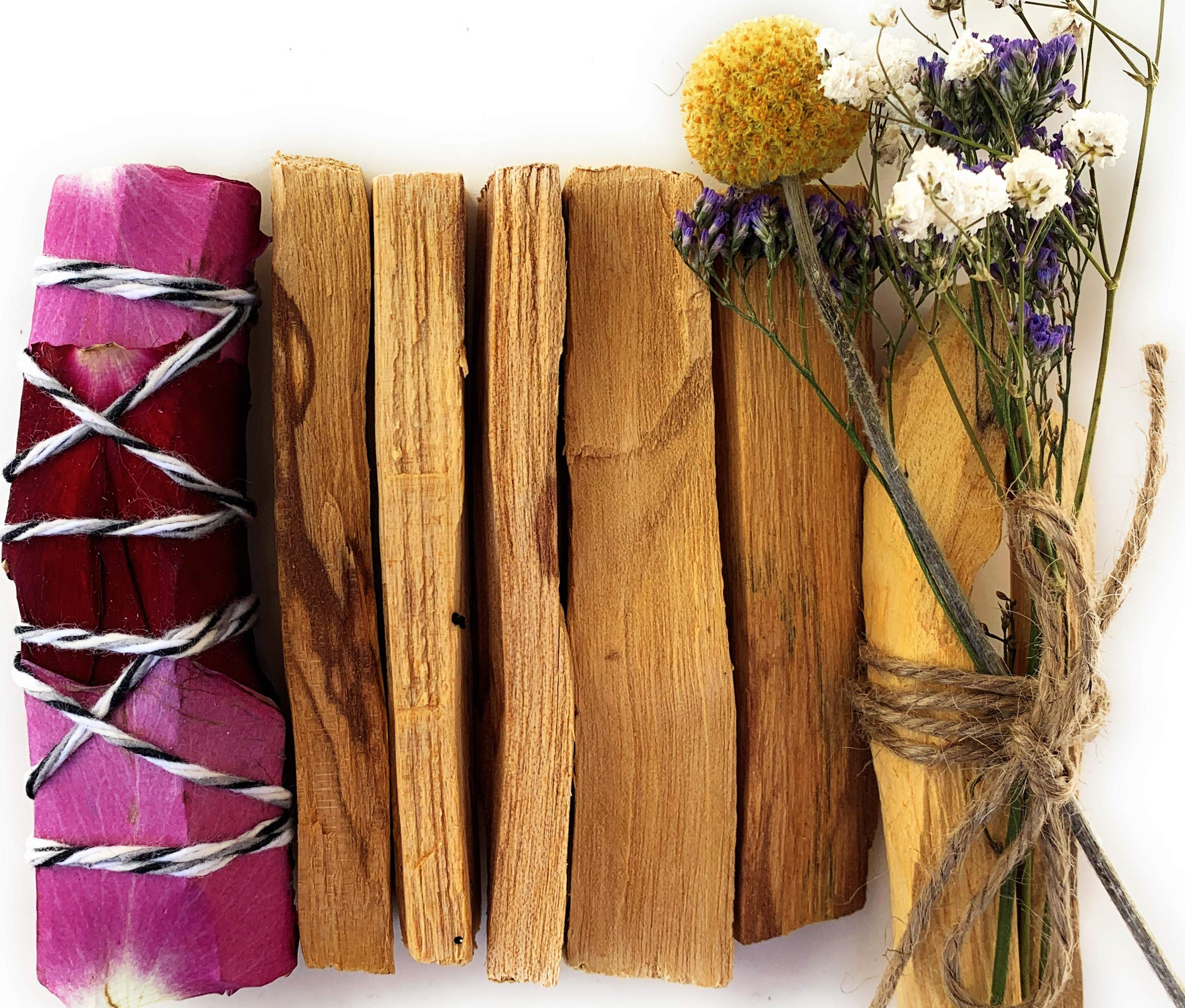 MAMA WUNDERBAR Smudge Kit Palo Santo High Vibration - Positive Floral Energy Added Yellow, Pink, Palo Santo