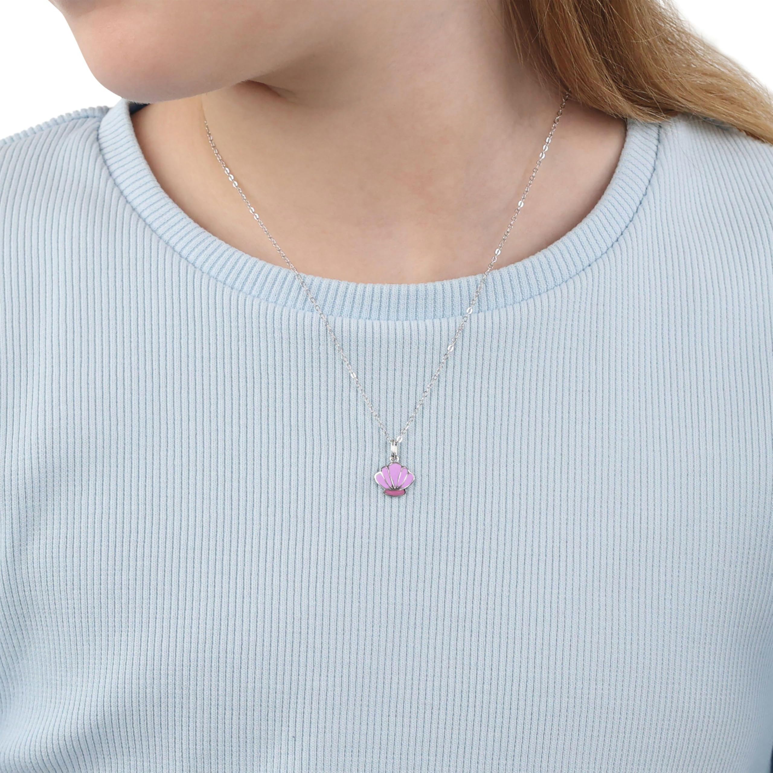 Prinzessin Lillifee Kette mit Anhänger für Mädchen, Sterling Silber 925, 35+3 cm, silber, Muschel-Anhänger, Kinderschmuck, Geschenkidee, kommt in Schmuck Geschenk Box, 2101022
