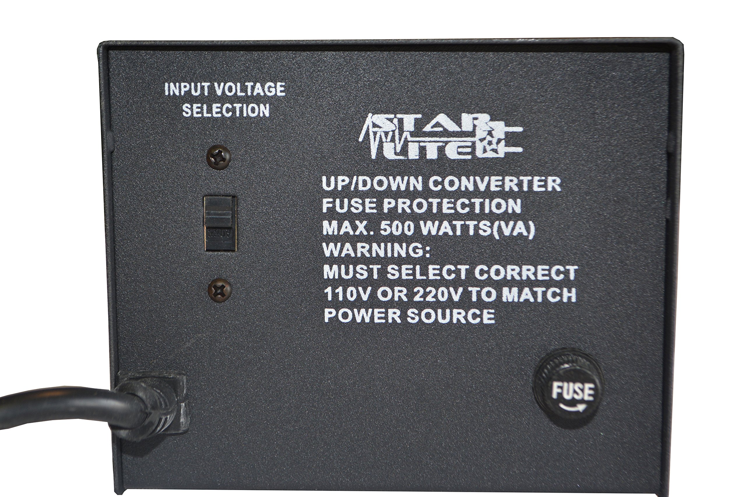 Starlite Convertitore di tensione da 500 Watt Step Up/Down WTC-500, protezione fusibile, trasformatore bidirezionale, da 110 a 220 V o da 220 a 110 V, 110/120/220/240 V