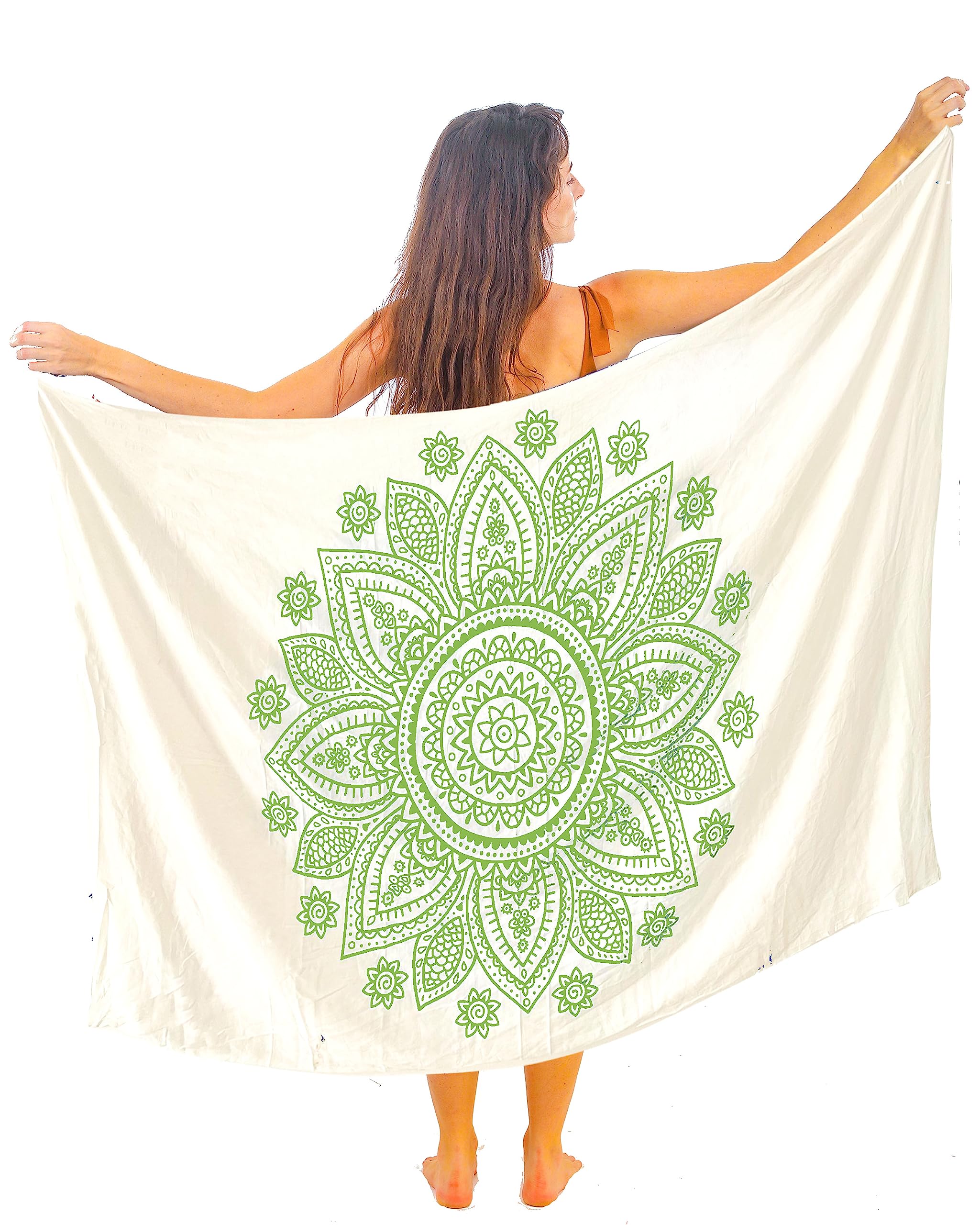 Mandala Bikini Swimsuit Cover Up - Beach Sarong - Pareo for Women - Tapestry Wall Hanging - Smooth and Silky Cotton