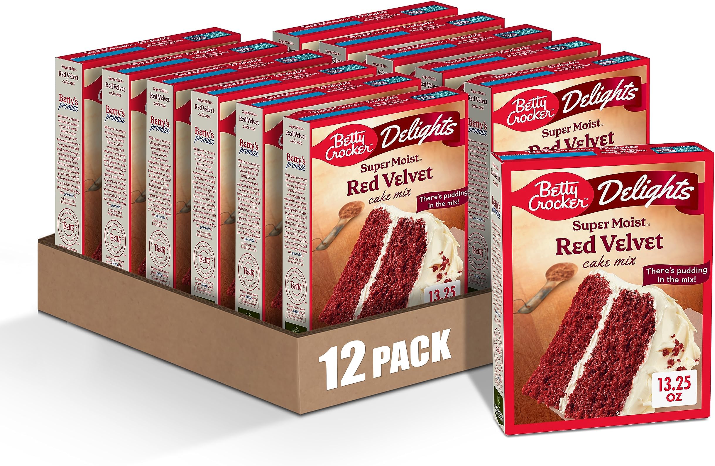 Delights Super Moist Red Velvet Cake Mix, 13.25 oz. (Pack of 12)