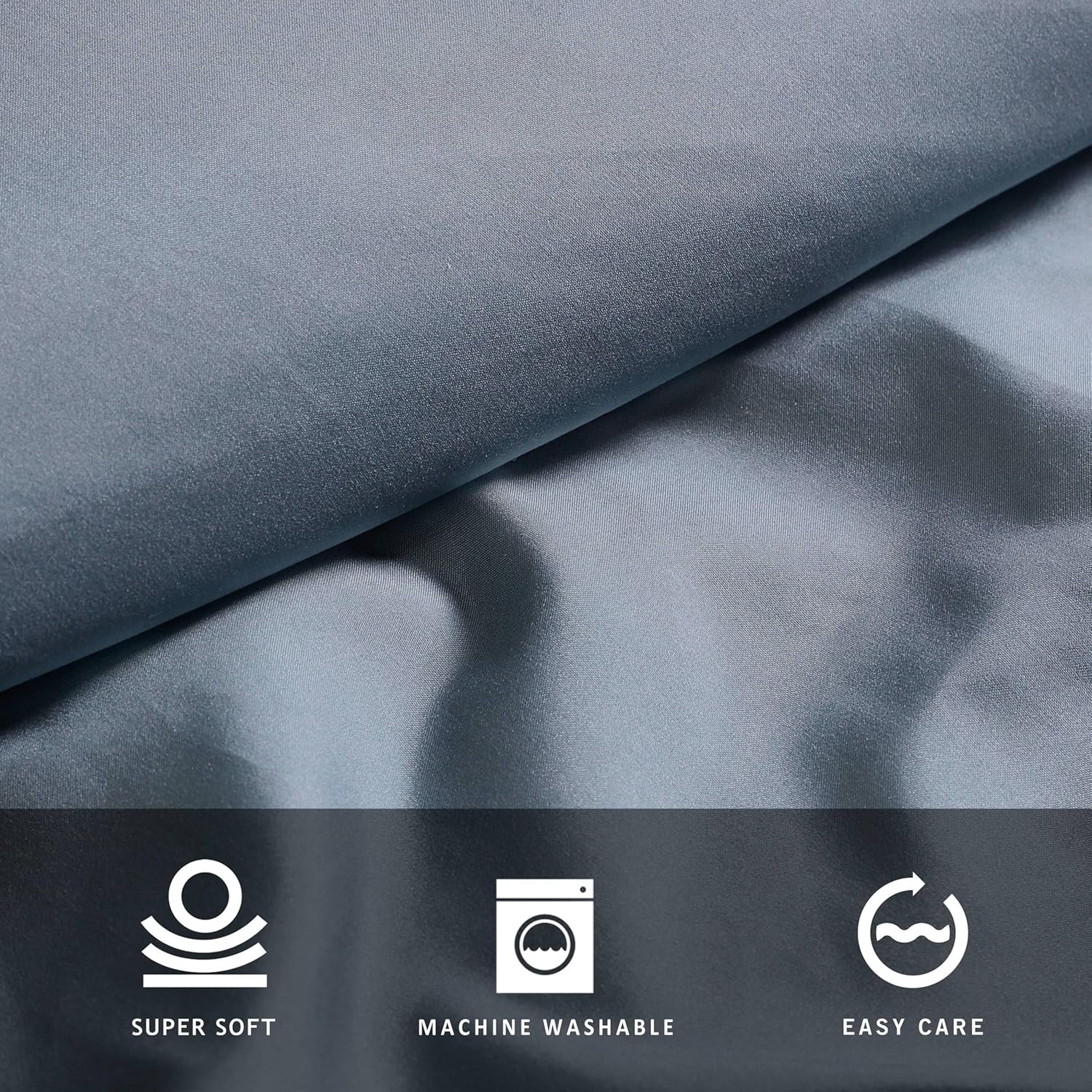 Kenneth Cole - Solutions Queen Sheets, Soft Recycled Polyester 6-Piece Bedding Set, Wrinkle-Resistant and Cooling Finish (Solid Blue, Queen)