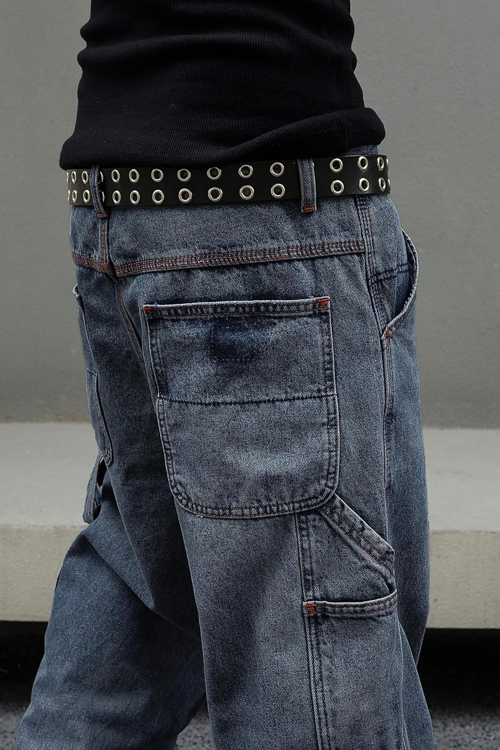 Men's Y2K Hip Hop Baggy Jeans Loose Fit Wide Leg Denim Pants Casual Streetwear Trousers