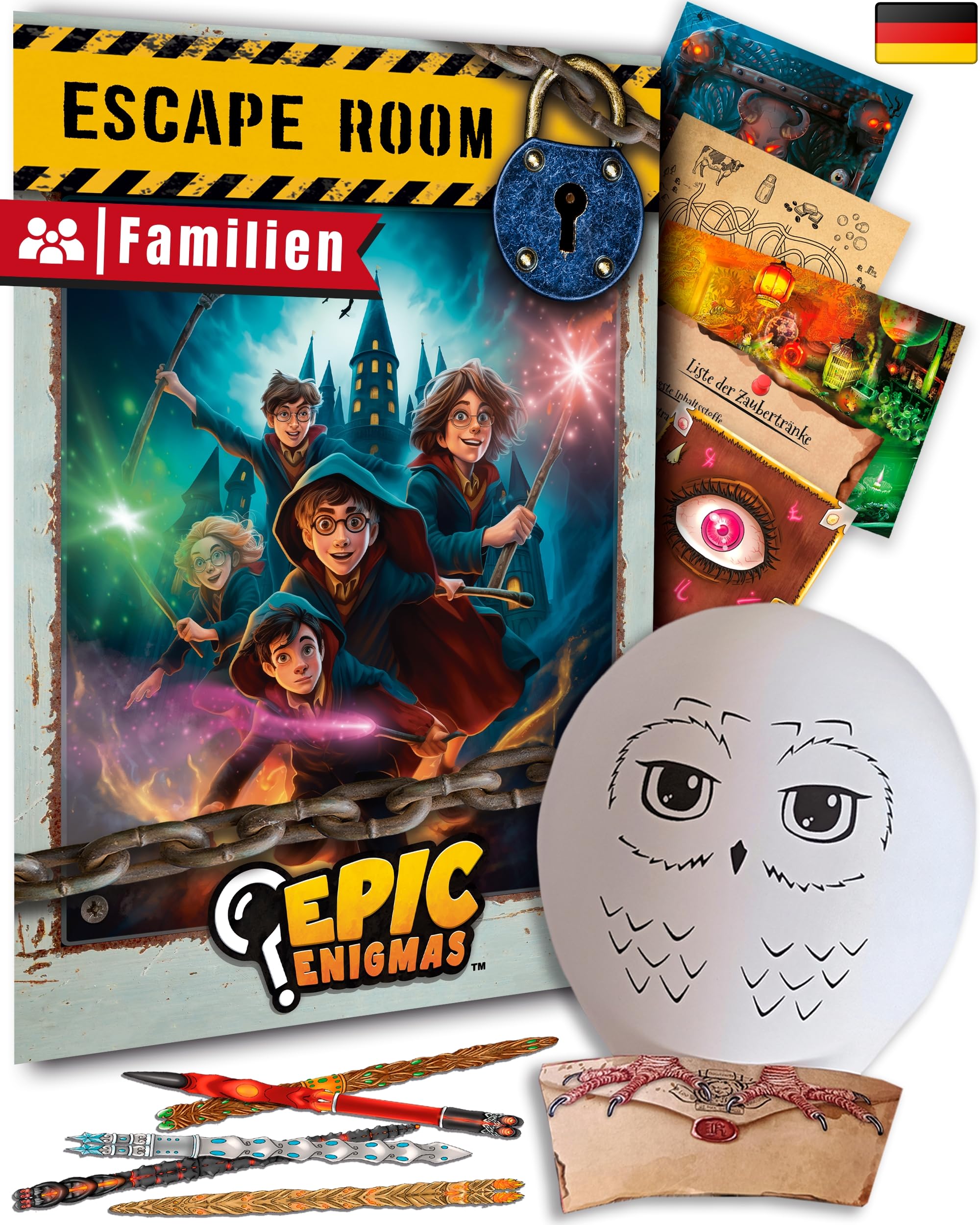 Escape-Room-Spiel für Kinder | 5 bis 12 Jahre Harry-Potter-Spiel | Harry-Potter-Geschenk & Partydekoration für Geburtstage | Familienspiel zum Exit | 5 rätselhafte Räume | (1 bis 5 Spieler)