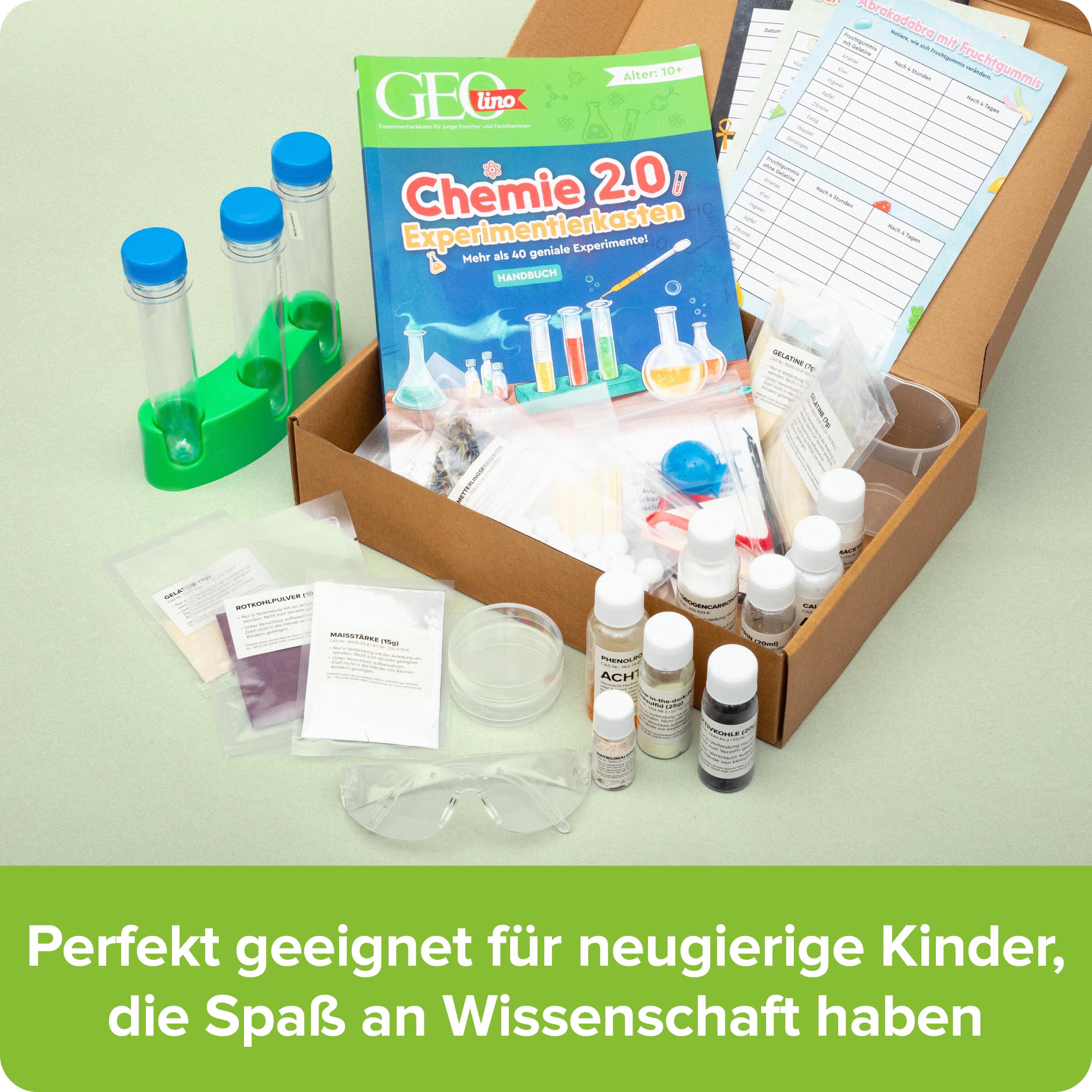 FRANZIS GEOlino Chemie 2.0 67212 - Caja de experimentos (más de 40 geniales experimentos, para niños a Partir de 10 años