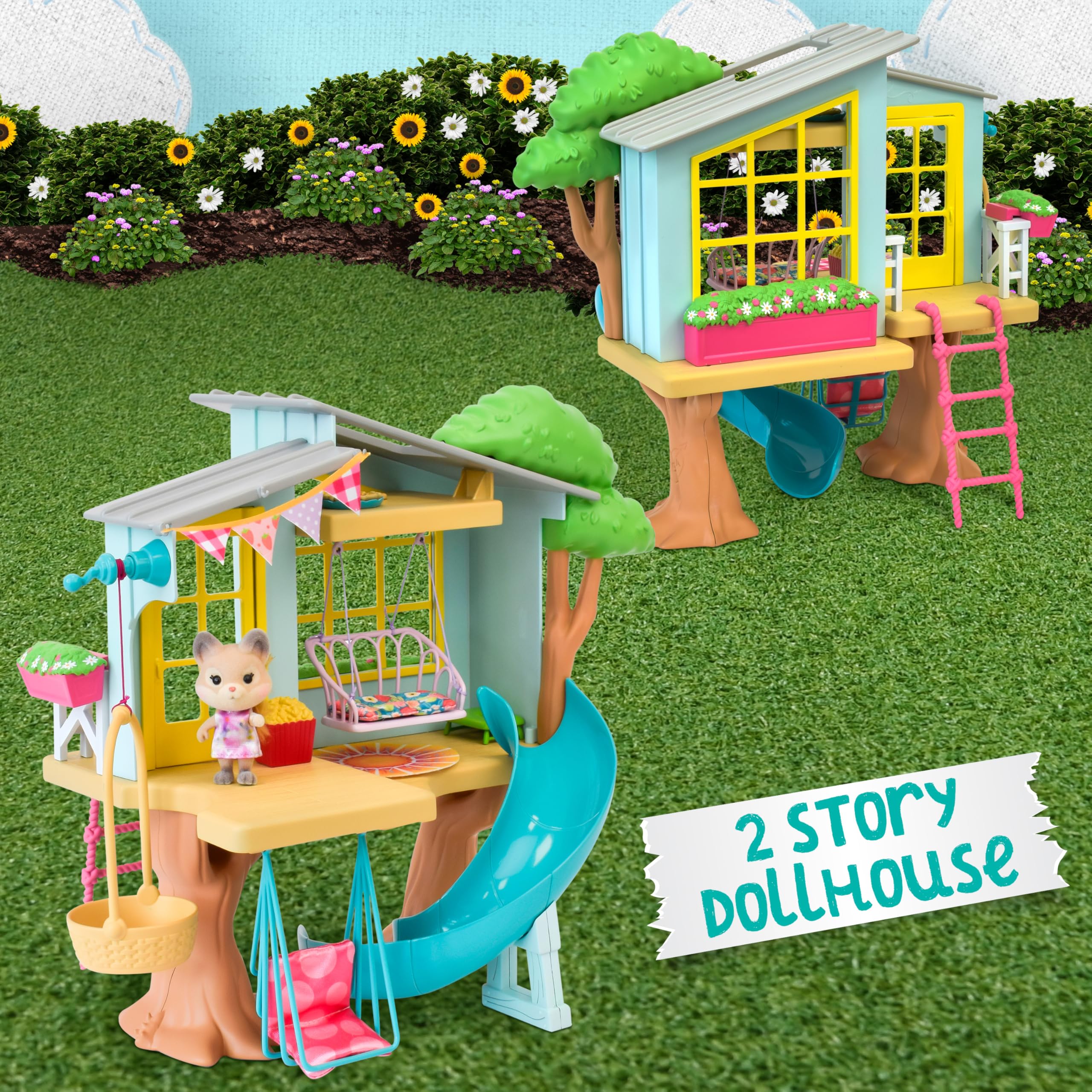 Honey Bee Acres Set Gioco Casa Sull'Albero 2 Piani Con Scoiattolo Snodabile – 21 Pezzi Accessori – Per Bambini 3+