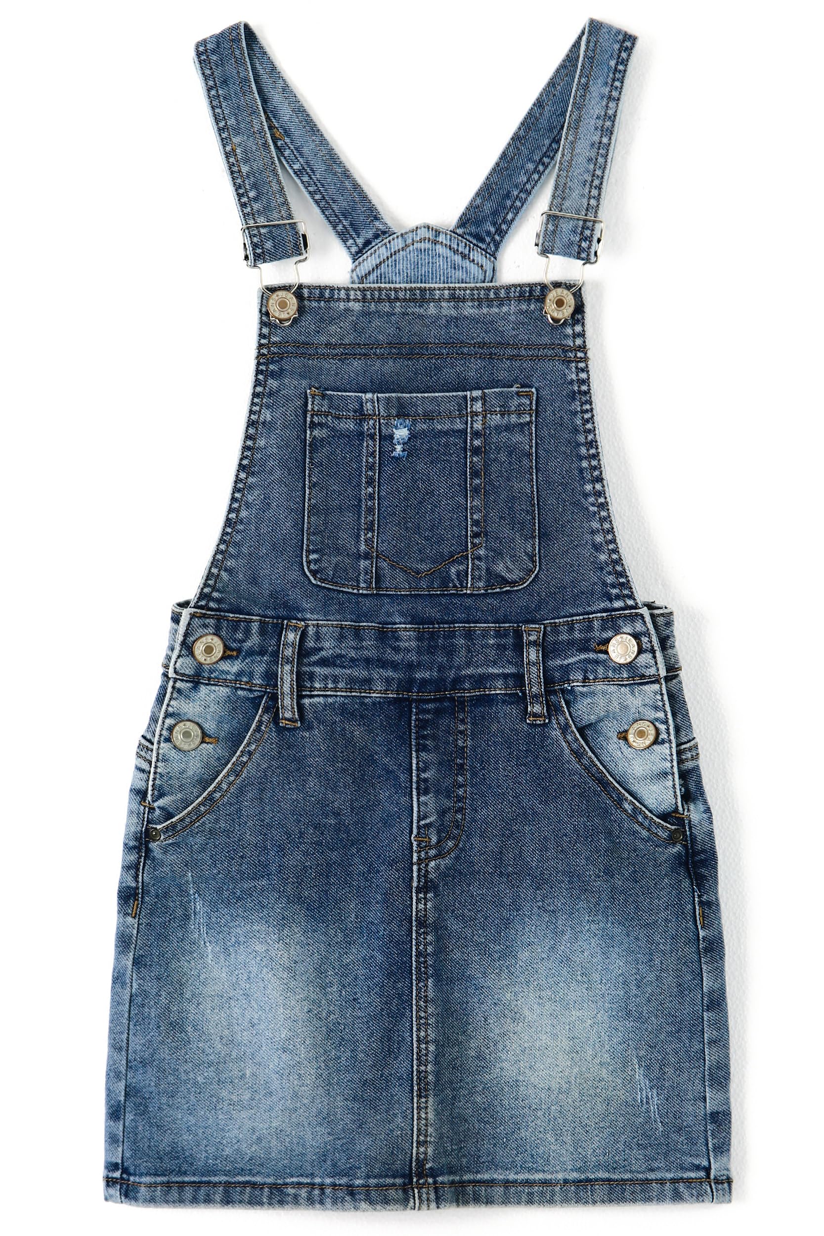 KIDSCOOL SPACE Falda para niñas pequeñas, Vestido de Verano para niñas de Mezclilla Suave y elástico Rasgado