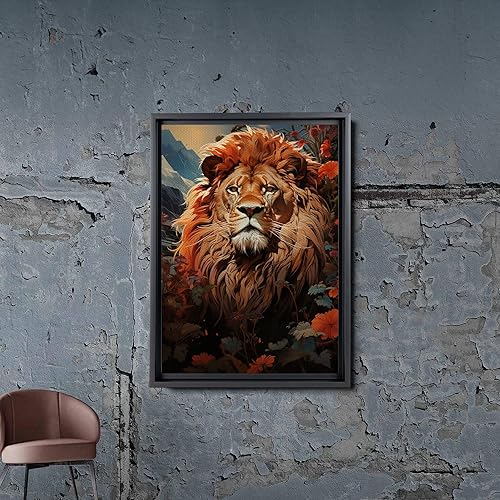 Miniatura 4 de Canvas Wall Art Print African Home Decor Framed Stretched Picture Photo Painting Artwork Image Lion Nature Map