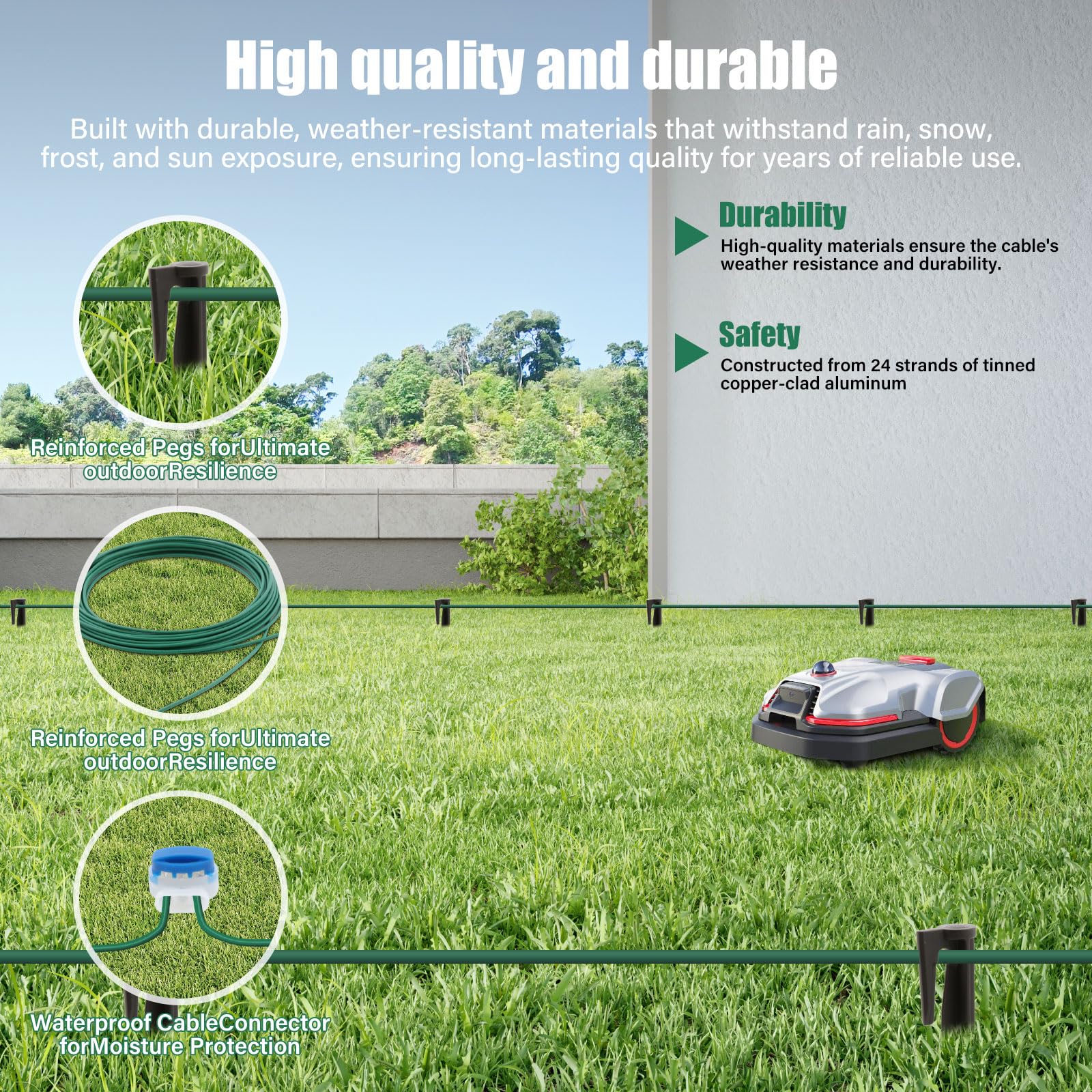VELPAX 250M Boundary Cable,Universal Boundary Wire for Robot Lawnmower,Garden Wire Accessory Set,with 150 ground spikes,40 Cable Connectors,40 Connection Terminals - Image 3
