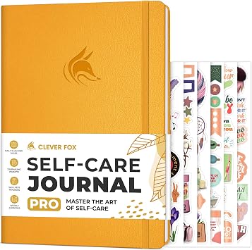 Clever Fox Self-Care Journal PRO Wellness & Daily Reflection Notebook Mental Health, Meditation & Mood Journal for Women, 7x10 Amber Yellow