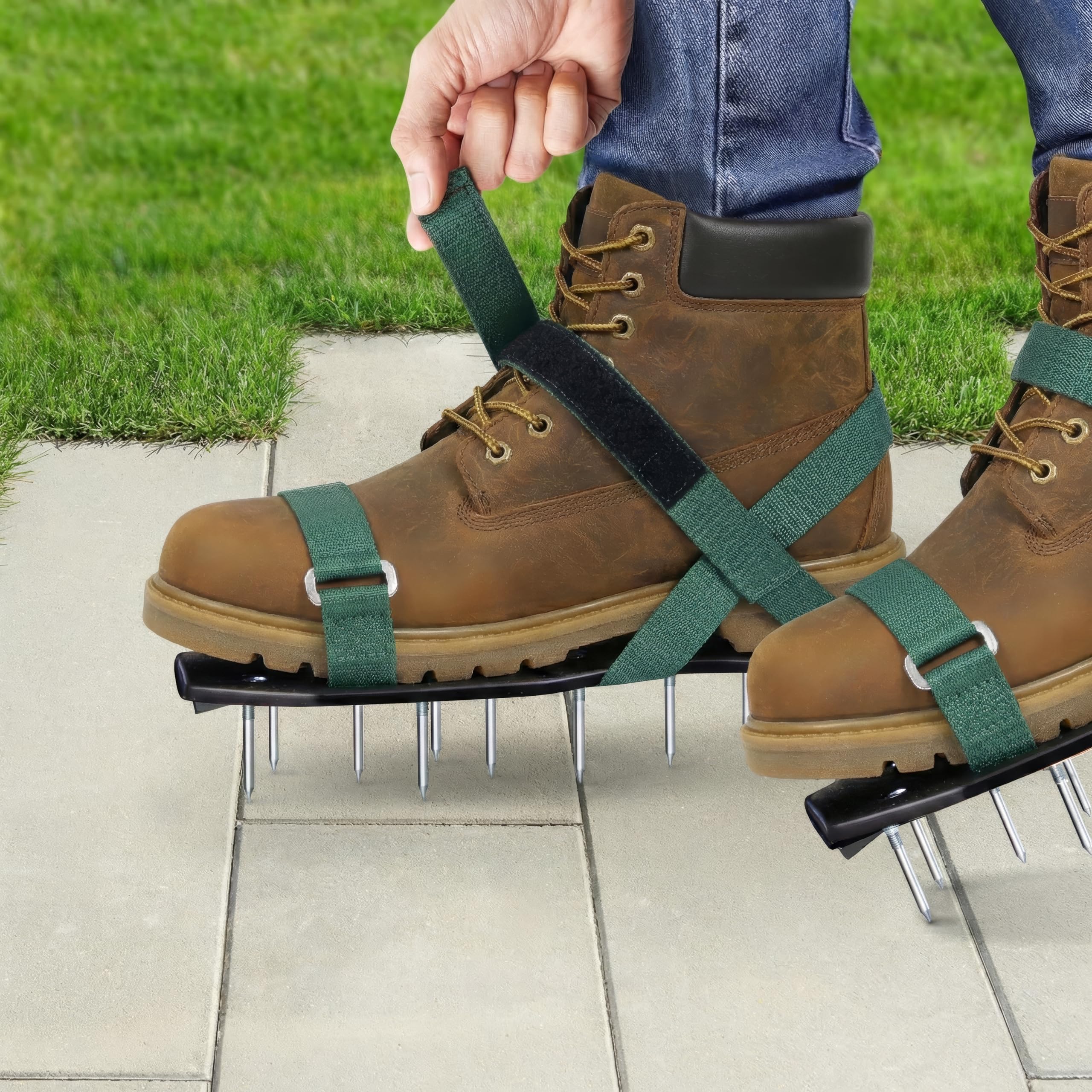 Sillar Chaussures à Clous avec Fermeture Réglable, Scarificateur Gazon 2 en 1 avec Pointes 55 mm et 40 mm, Durables pour Jardin, Sol, Pelouse, Chape et Revêtement, Pointures 37-48