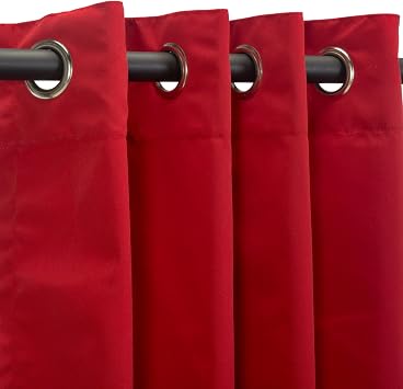 Comfort Classics Sunbrella Outdoor Curtain Panel, Nickel Grommet Top, 50 by 120 Inch in Jockey RED; Perfect for Your Patio, Porch, Gazebo, or Pergola Inc.