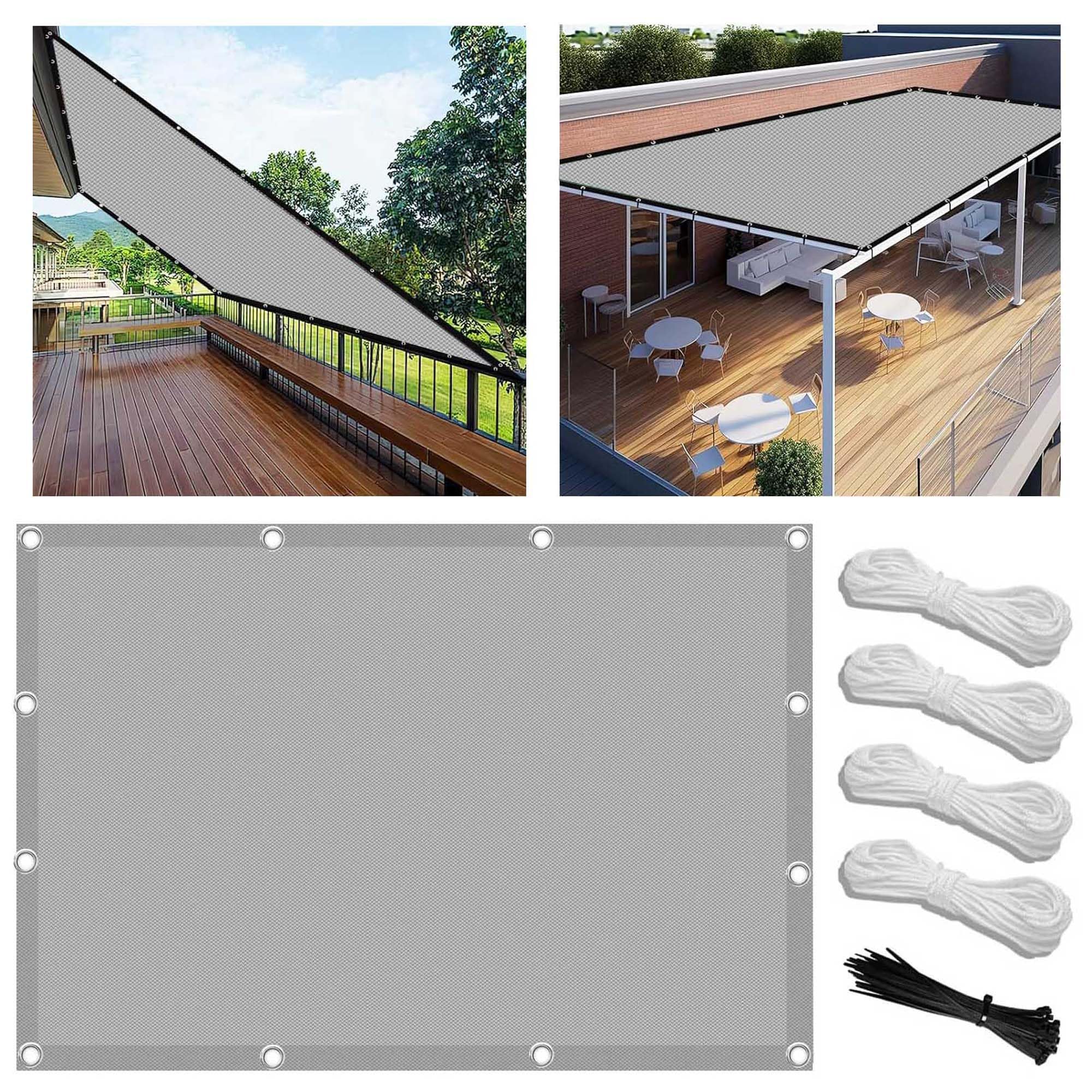 Toldo Vela de Sombra 3x6m Rectangular Impermeable Toldos Exterior Terraza Protección Rayos UV Resistente al Desgarro para Terraza Balcon Patio Exteriores Jardín con Ojales y Cuerdas de Fijación