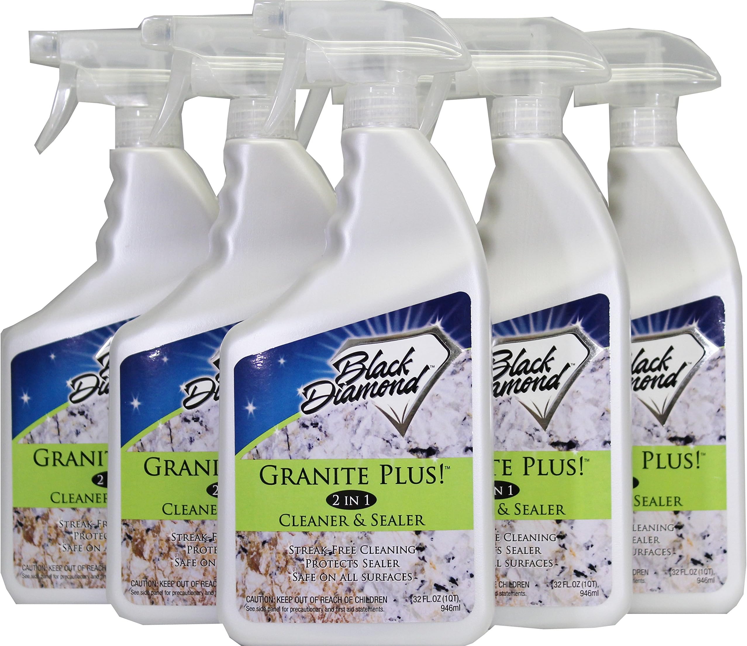 Black Diamond Stoneworks GRANITE PLUS! 2 in 1 Cleaner & Sealer for Granite, Marble, Travertine, Limestone, Ready to Use! (6-Quarts)