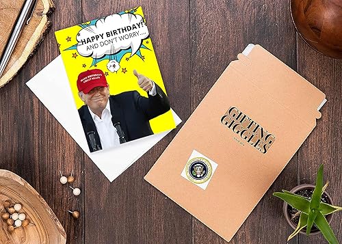 Miniatura 4 de GIFTING GIGGLES Divertida tarjeta de cumpleaños de Donald Trump, tarjetas de cumpleaños políticas, gran regalo de broma para el presidente 30, 40,