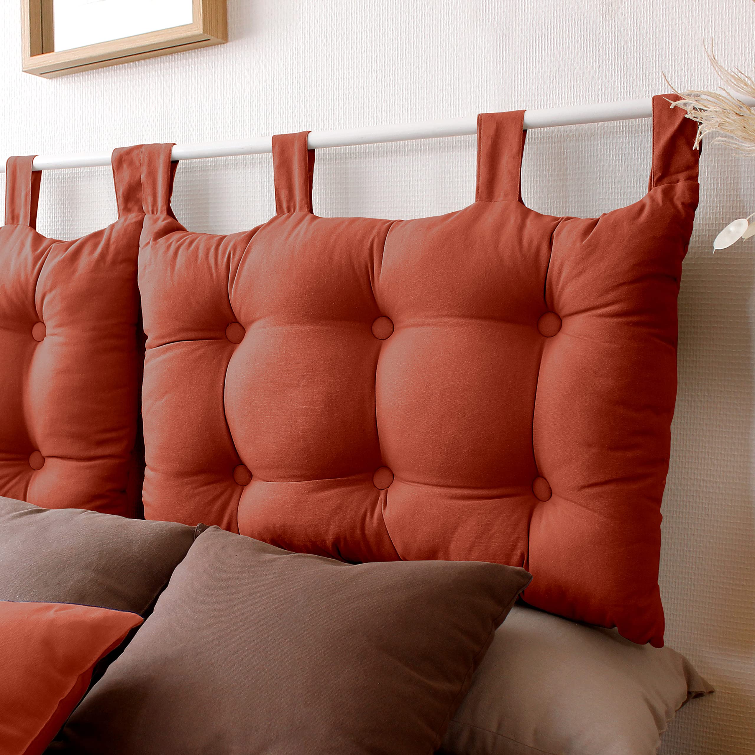 Testiera Soleil D'ocre AUDE In Cotone 45x70 Cm - Grigio, Con Cuscino Imbottito E Chiusura Zip