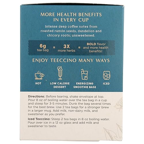 Miniatura 3 de Teeccino Paquete variado de té de diente de león tostado oscuro y diente de león y nuez de caramelo, sin cafeína, té de hierbas tostadas con