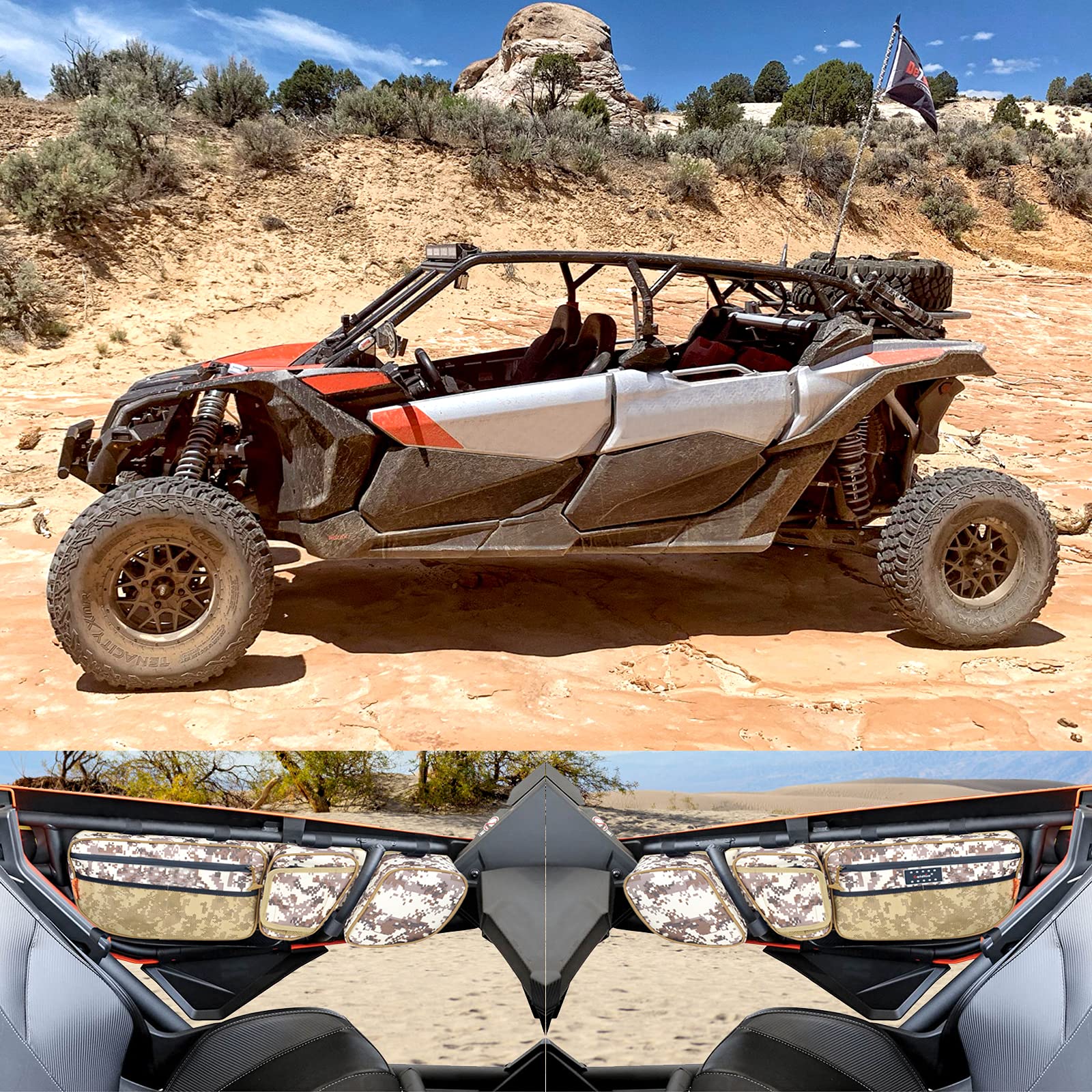 Goldfire UTV X3 Door Storage Bags - Waterproof Organizer With Knee Pad For Can-Am Maverick X3 Models