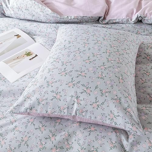 Miniatura 451 de HoneiLife - Juego de funda de edredón floral 100% algodón, 3 piezas, botánica, ropa de cama con cierre de cremallera y lazos en las esquinas