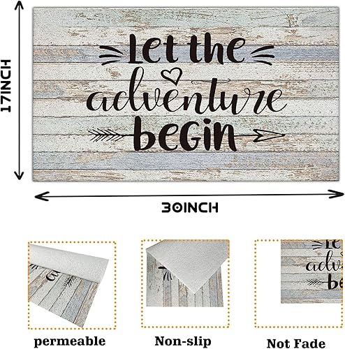 Miniatura 3 de Nogrit Let The Adventure Begin - Tapete rústico impermeable para puerta de entrada al aire libre, 17 x 30 pulgadas, tapete antideslizante para