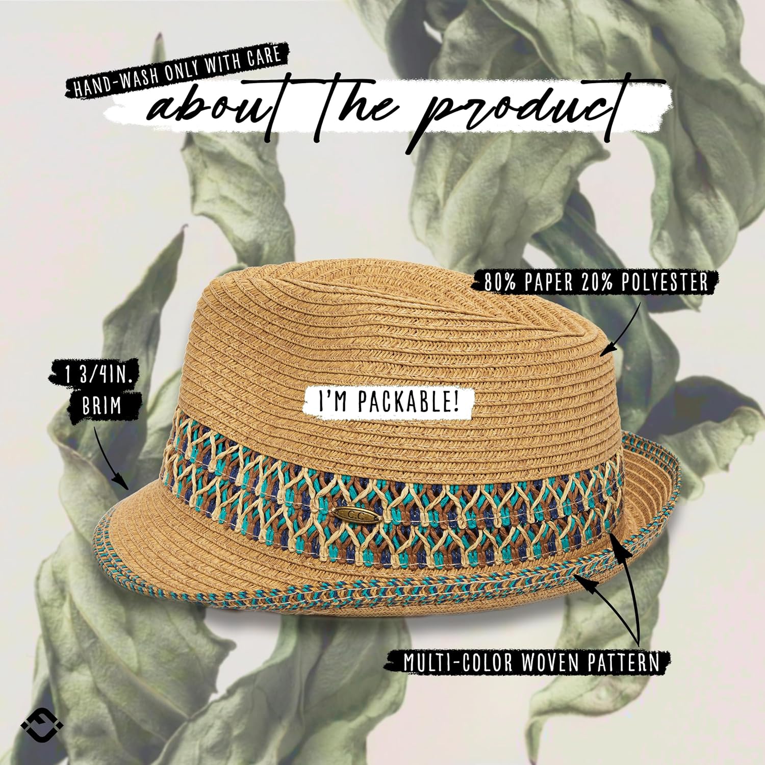 Funky Junque Women's Straw Fedora Sun Hat - UPF 50+ Protection, Short Brim, Stylish Woven Pattern - Image 4