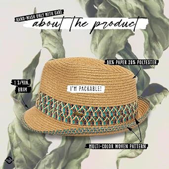 Funky Junque Short Brim Fedora Packable Sun Hat for Women