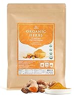 Vista 1 de HOMTIEM Polvo de raíz de cúrcuma orgánica, 1 libra, polvo molido de curcumina fresca, superalimento, vegano, sin gluten, sin OMG, sin aditivos