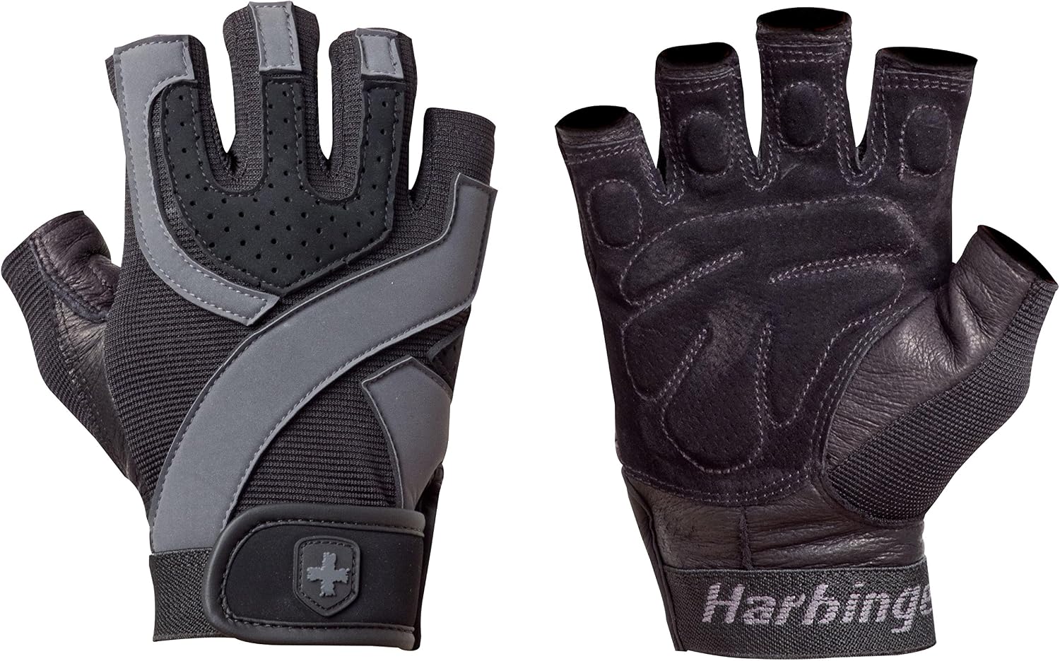 Harbinger Training Grip Non-Wristwrap Weightlifting Gloves with TechGel-Padded Leather Palm (Old Style), Small