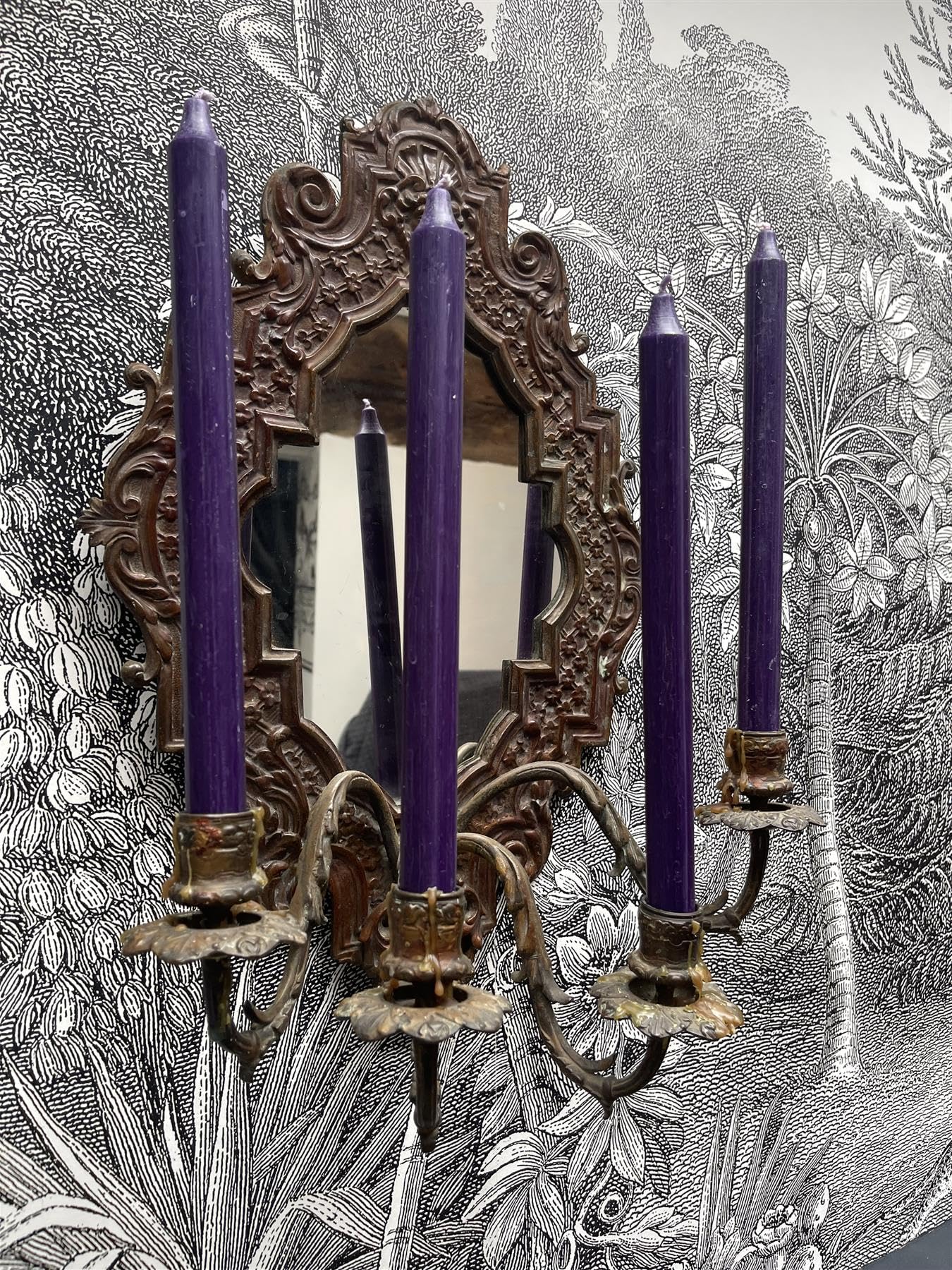 1 x Dark Purple Coloured Candle - Purple Taper Bistro Dining Candle - Bright Colourful Dinner Candles