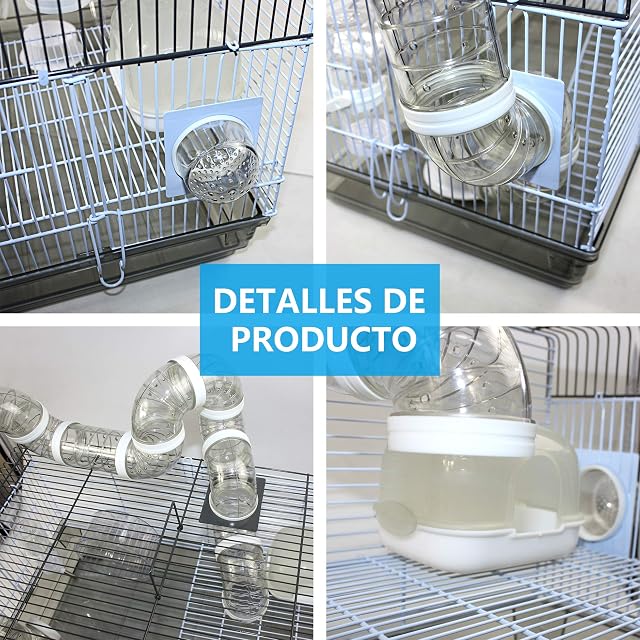 Foto 6 de 7 de DZL-Jaula Hámster Chalé jaulas Hamsters Grande con Rueda de Juego casita Hamster Accesorios Bebedero comedero…