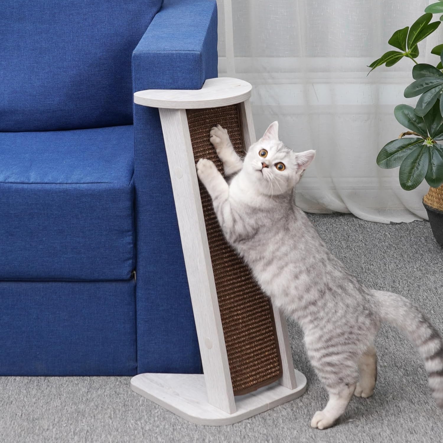 Petpals Sofa Couch Corner Protector with Built-in Sisal Scratcher, Furniture Protector Cat Sisal Scratcher with Replaceable Scratching Pad,2-Pack 22.5" Tall,Grey and Brown