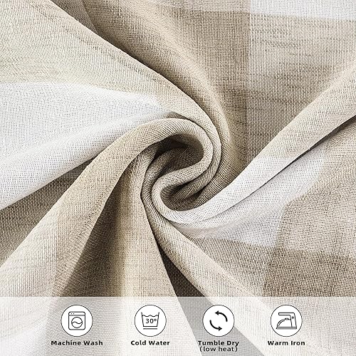 Miniatura 5 de DriftAway - Cortinas de búfalo a cuadros, patrón de cuadros tejidos, forro opaco, aislamiento térmico, cortinas de ventana con ojales, 2 capas, 2