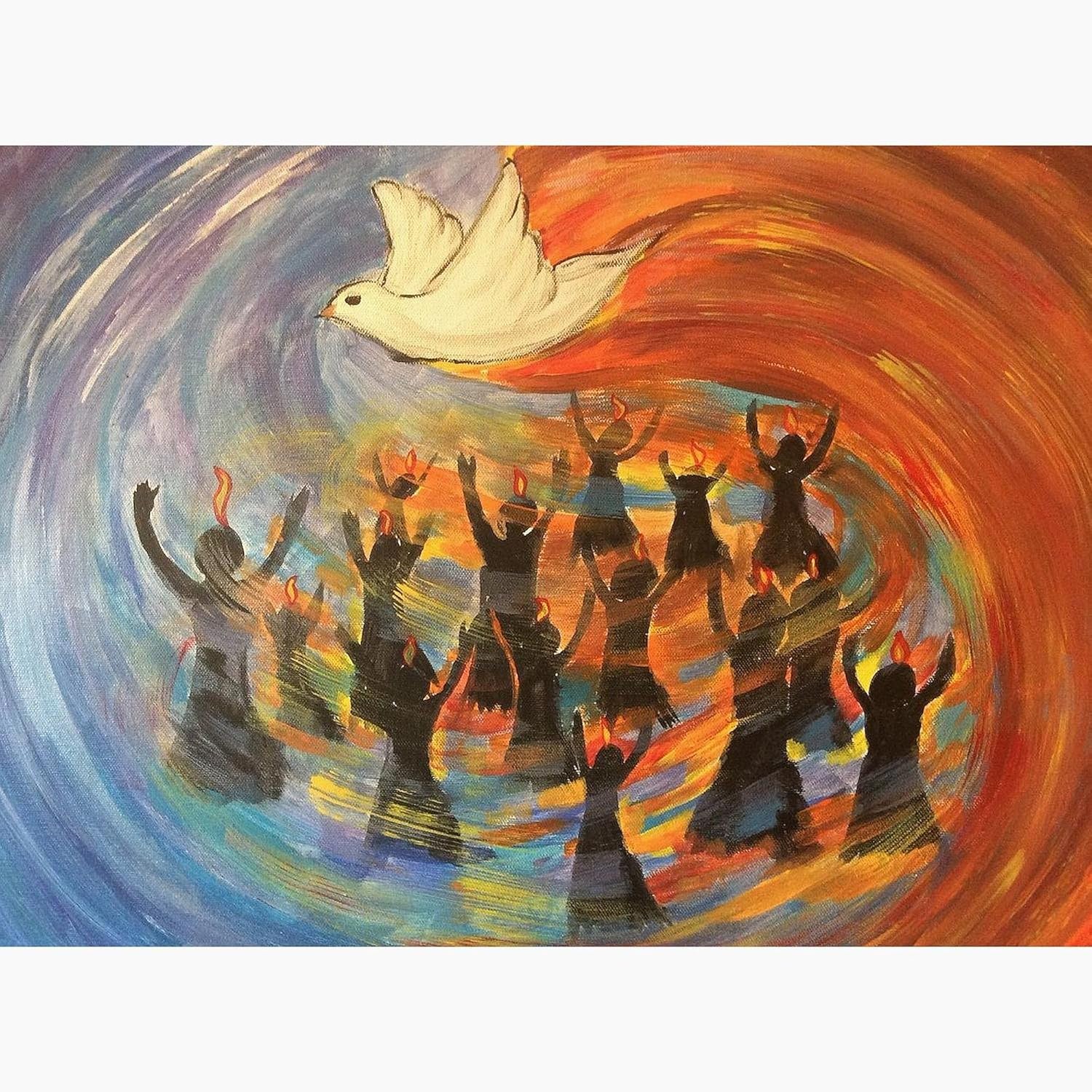 CafePress Wind & Fire Of Pentecost Greeting Cards Greeting Card (20-pack), Note Card with Blank Inside, Birthday Card Glossy