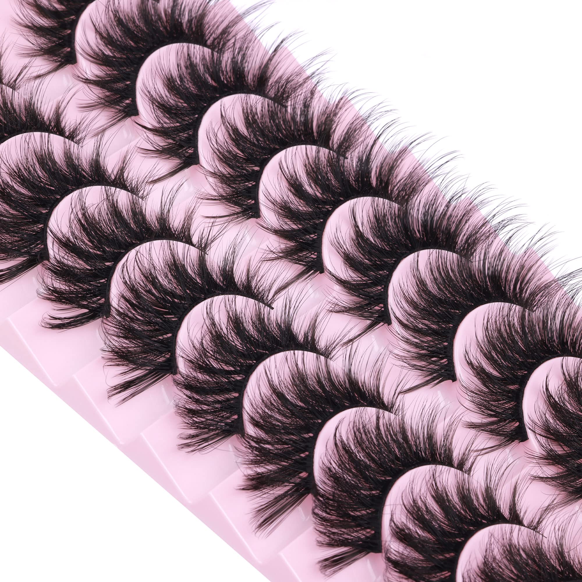 False Eyelashes 10 Pairs Manga Lashes Japanese Style Anime Thick Cosplay Lashes Natural Look 16MM Spiky 8D Wispy Faux Mink Lashes Full Strip Doll Lashes by FANXITON